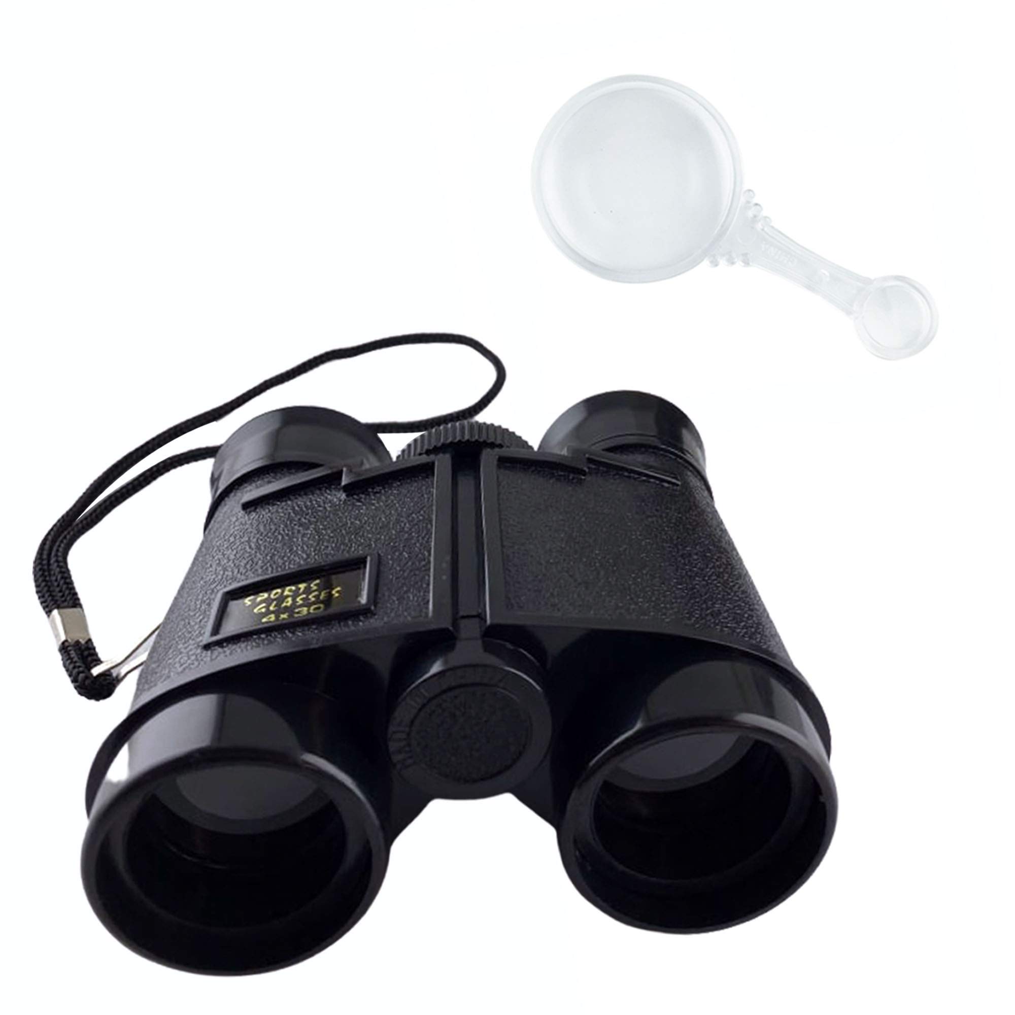 MAGDEPO Plastic Children Binoculars 4X30 Sport Glasses with Build-in Central Focusing System Magnifier Toys for Kids Watching Bird, Traveling, Hiking, Camping, Educational, Concert