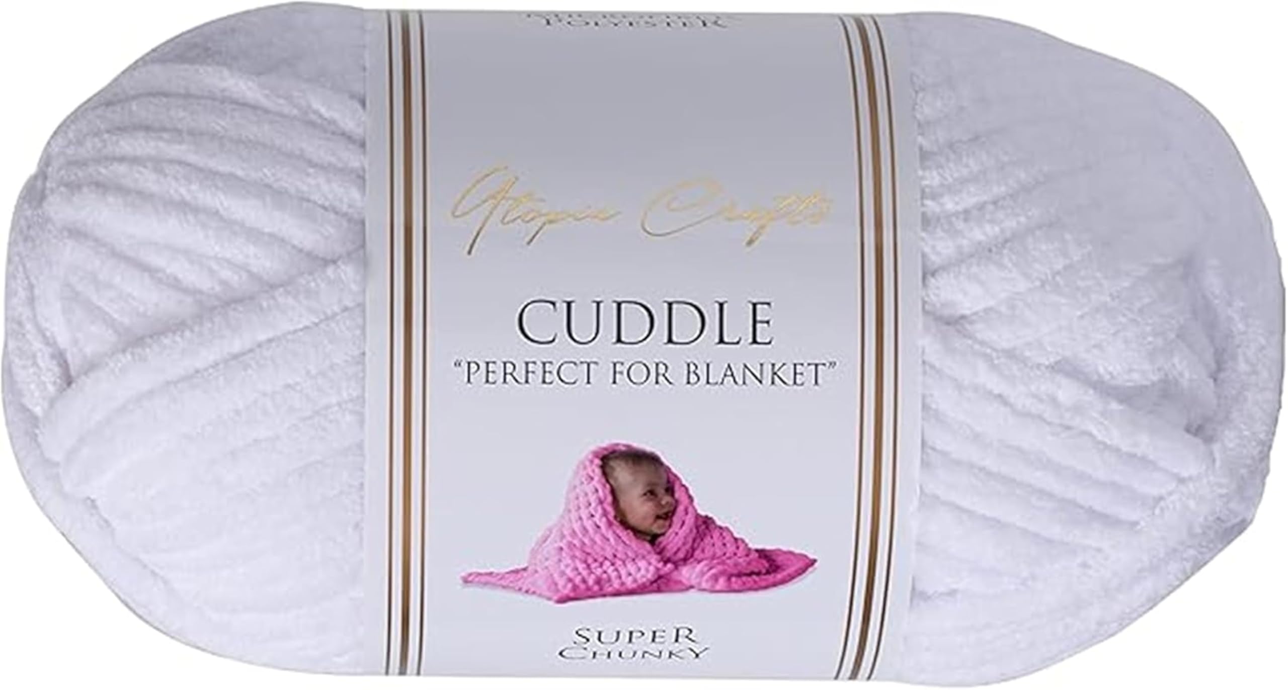 Cuddle Super Chunky Chenille Soft Yarn for Knitting and Crochet (White, 100g)
