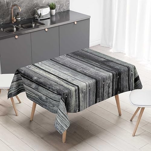 Mantel rectangular de grano de madera para mesa de patio, decoración para el hogar, cocina, 60 x 84 pulgadas
