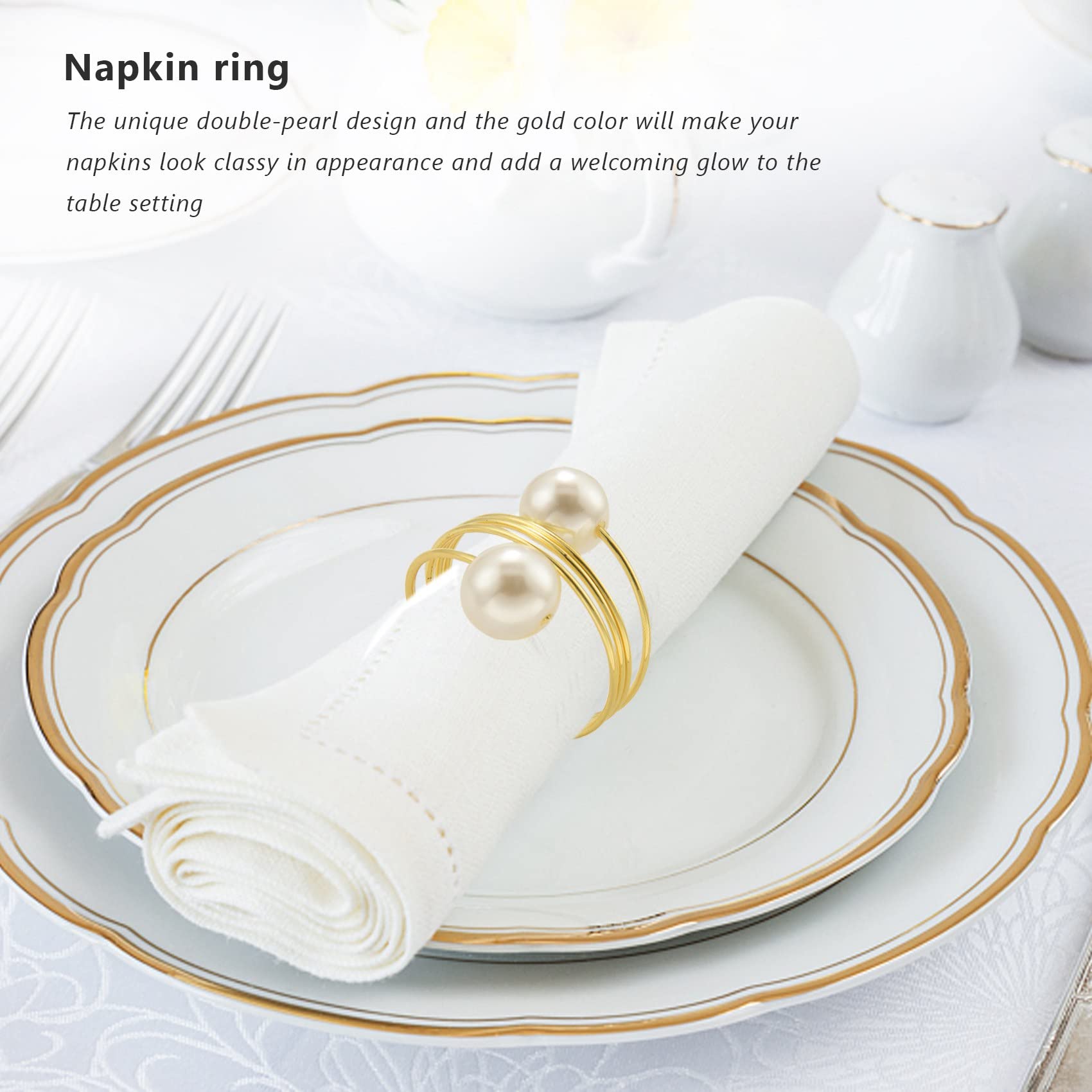 ZWMBYN Set di 6 portatovaglioli pasquali a forma di coniglietto, con decorazione ricamata in lega, decorazione da tavolo per primavera, Pasqua, feste, cene, matrimoni, banchetti