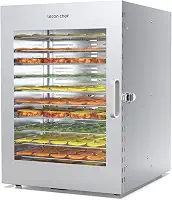 Máquina Desidratadora de Alimentos, 12 Bandejas de Aço Inoxidável Secador de Alimentos Temporizador 24H e Controle de Temperatura 1000 W Desidratadores para Carne Seca, Ervas, Carne, Frutas