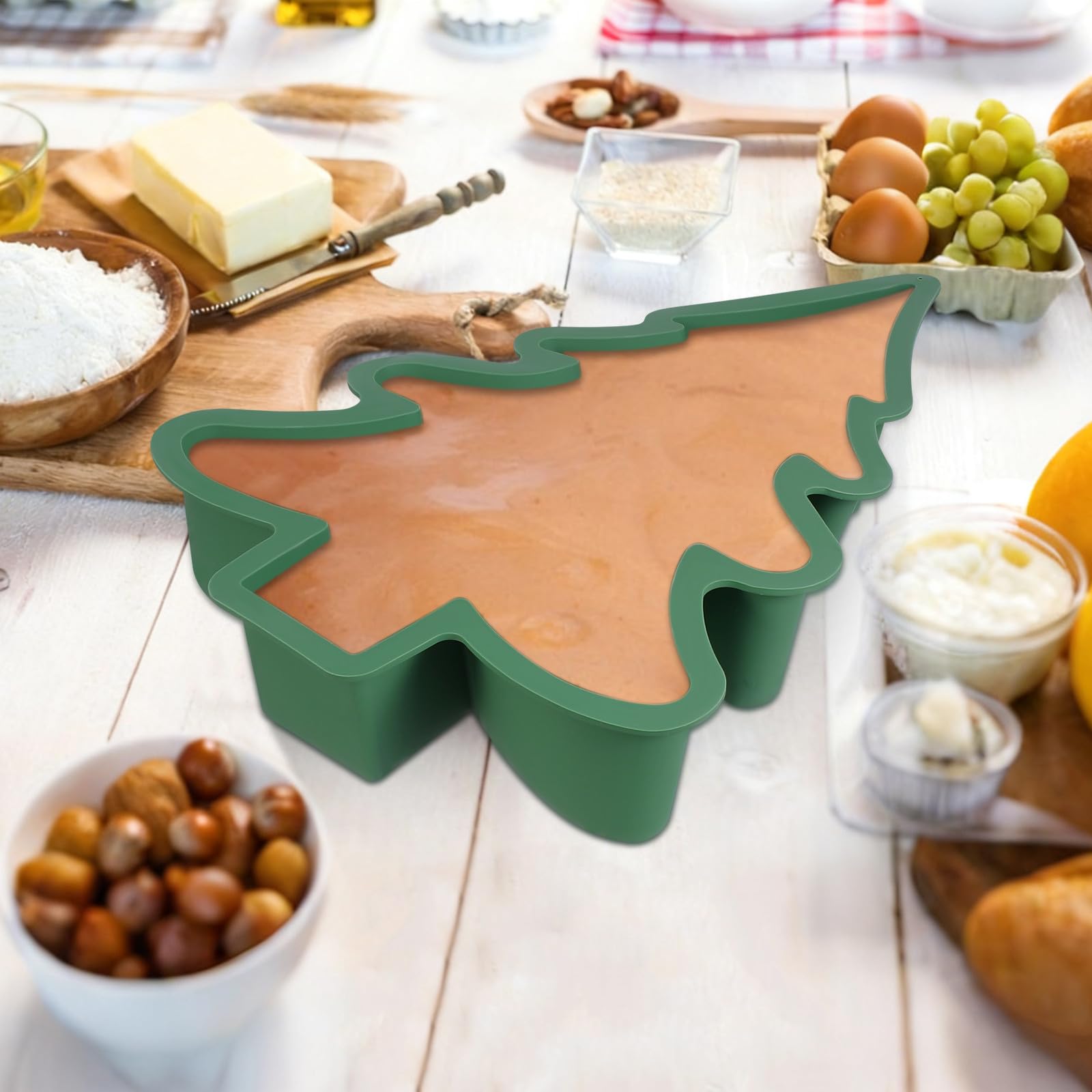 NOLITOY 4 Piezas Molde de Silicona Árbol de Navidad Verde para Pastel