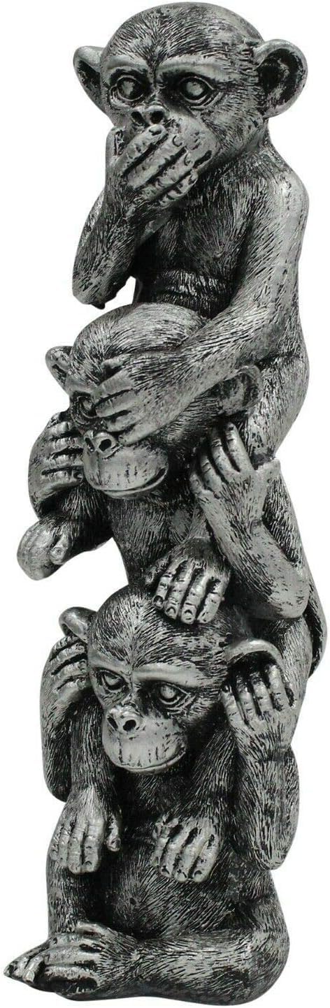 Muddy Hands Three Wise Monkeys Statue – See Hear Speak No Evil Ornament – Resin Monkey Totem Sculpture – Garden Ornament Indoor Outdoor Home Decor Gift