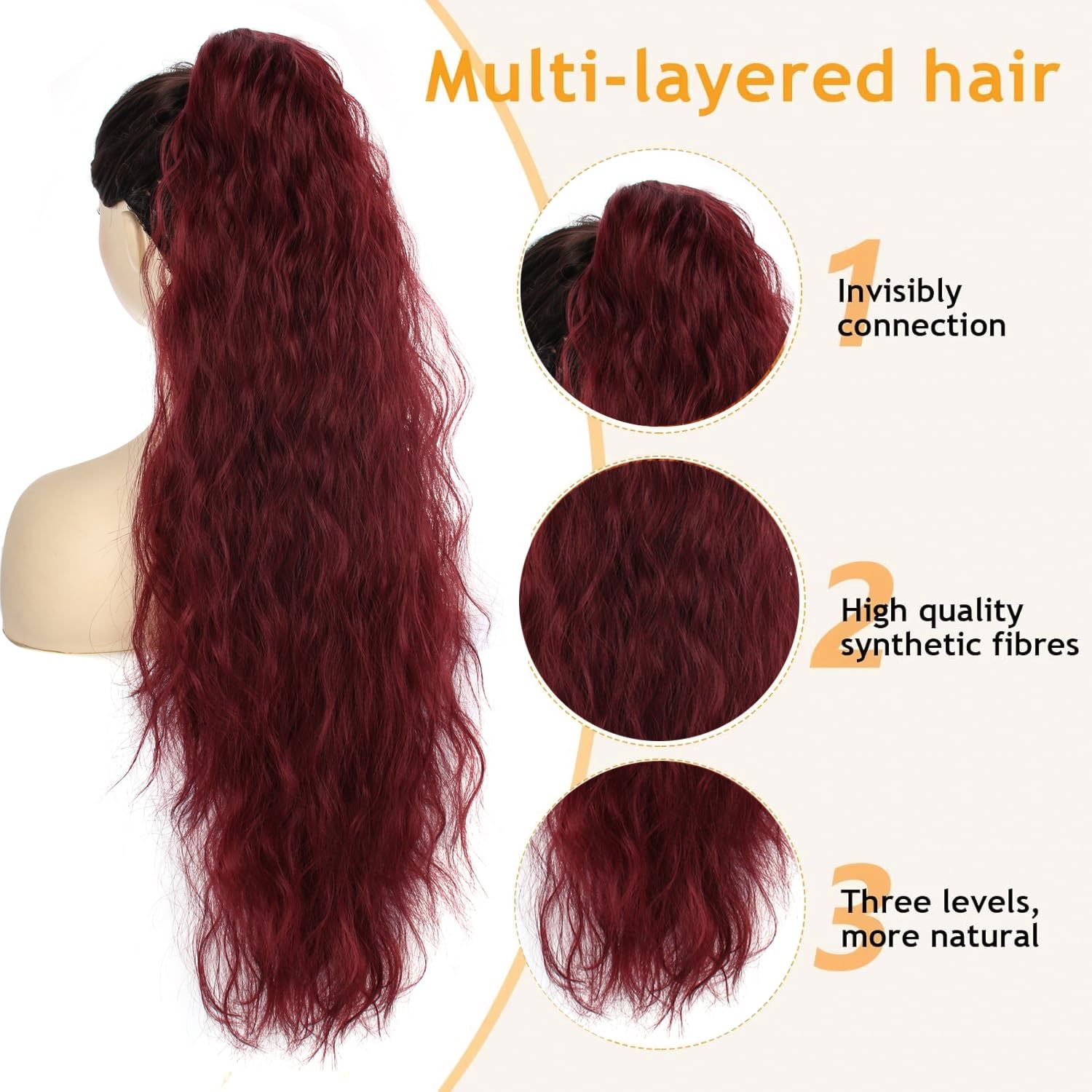 PORSMEER Claw Ponytail Hair Extension 30 inches - Image 3
