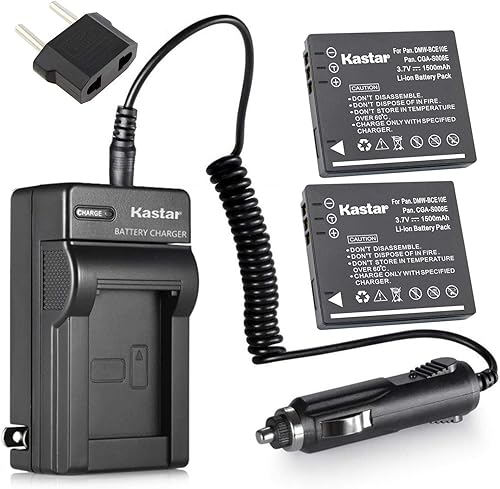 Kastar 2 baterías + cargador para Panasonic Lumix CGA-S008 DMW-BCE10 VW-VBJ10E BP-DC6 y Panasonic Lumix DMC-FX520 SDR-S25 SDR-S26 DMC-FS20 DMC-FX37