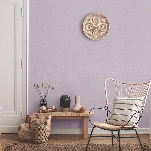 Amazon 壁紙シール 無地 塗り壁調 のり付き 壁紙 ピンク 53cm 10m 壁紙シート 剥がせる リメイクシート ダイノックシート 壁補修 防水 防汚 耐熱 模様替え 賃貸ok ライトパープル 壁紙