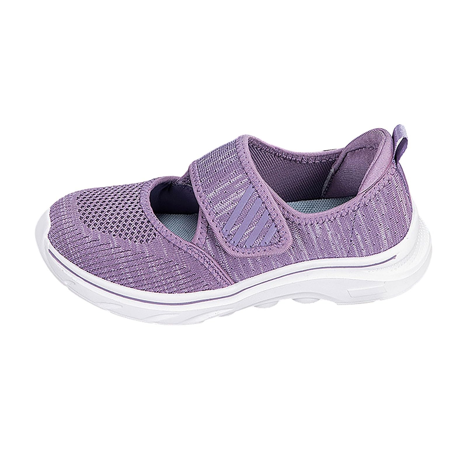 Walkingschuhe Damen Flach Mary Jane Schuhe Breite Zehen Diabetiker Schuhe | Slip On Sneaker Bequeme Gesundheitschuhe Für Senioren, Mesh Sportschuhe Leicht Atmungsaktiv Gehschuhe Für Freizeit