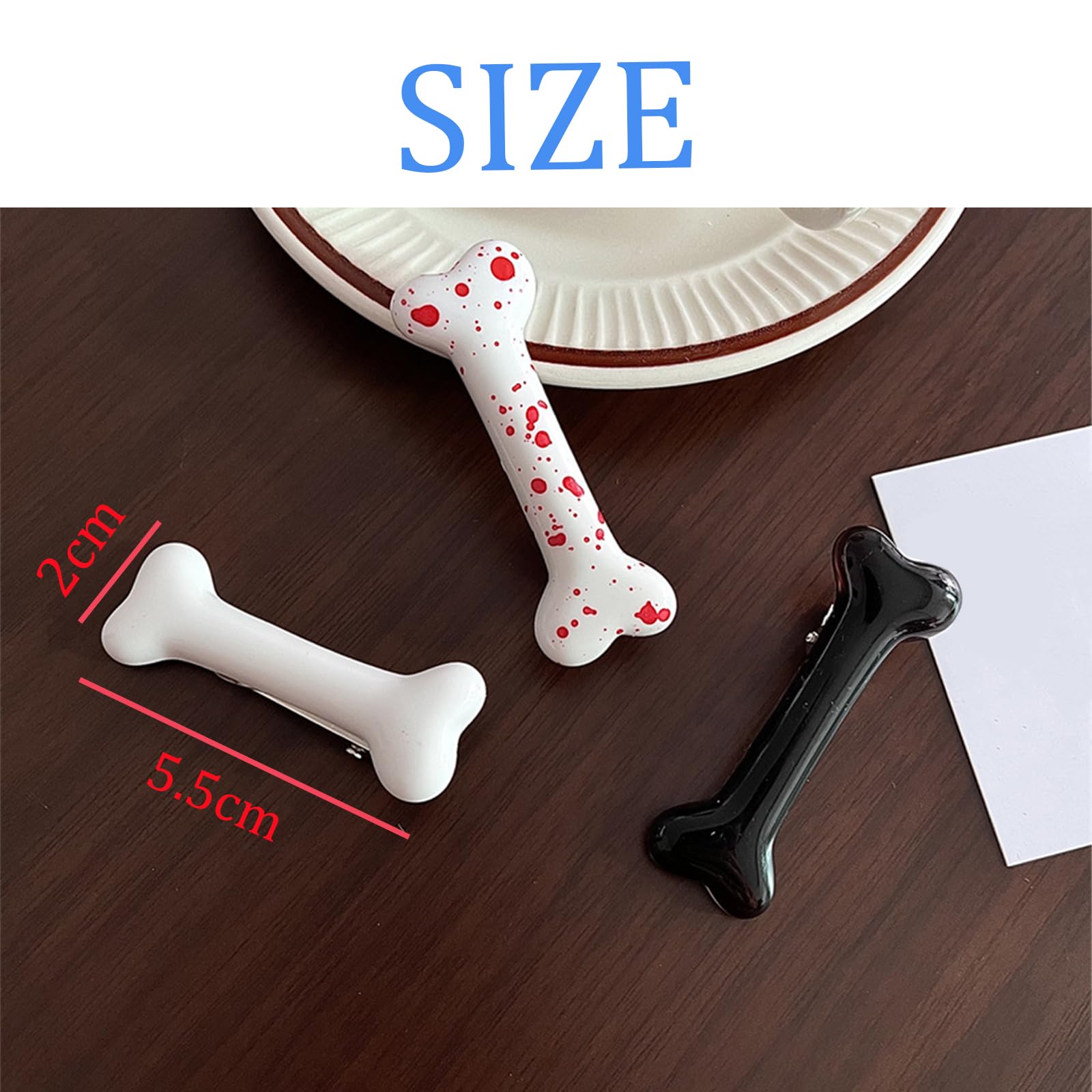 NiceYnn 10pcs Bone Hair Clips, Vivid Dog Bones Hairpins, Halloween Goth Barrettes, Girls Anti-slip Alligator Hair Pins - Image 3