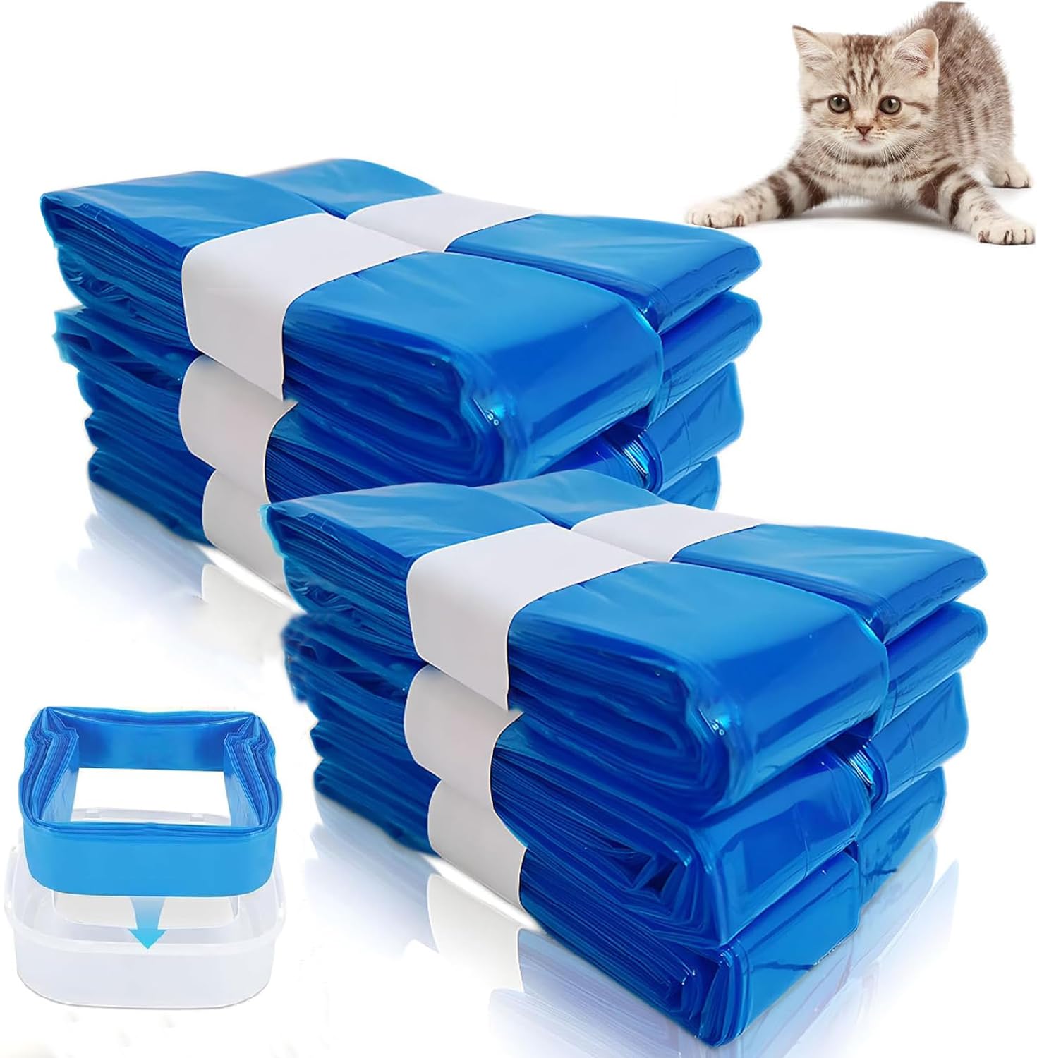 Lot de 12 Sac Poubelle Litière pour Chat | Compatible avec Tous Les Seaux à Couches, Compatible avec Seaux à Litière pour Chats