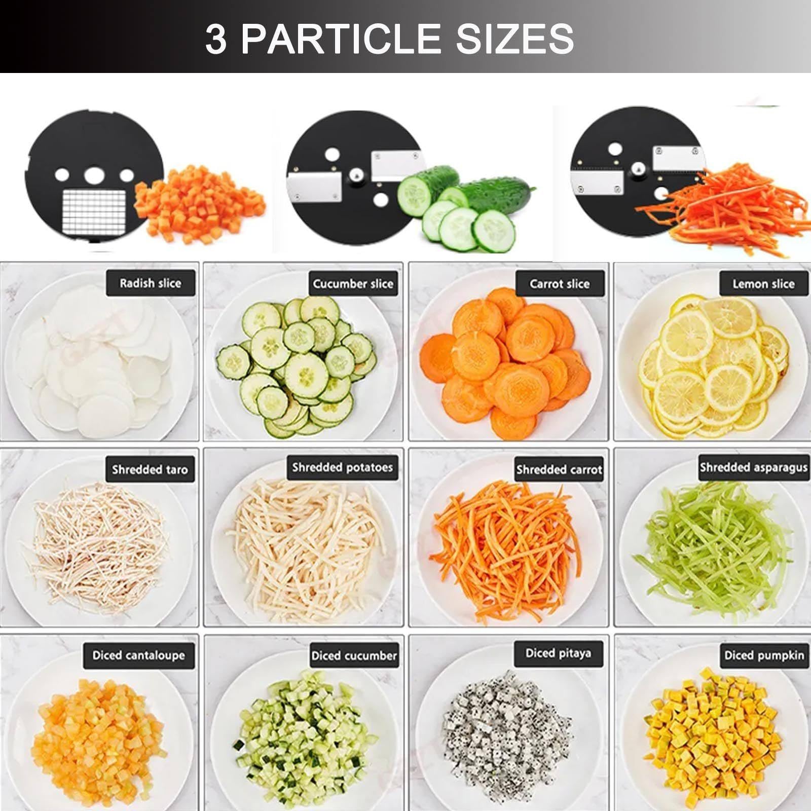 Picadora profesional para verduras de 100 W, robot de cocina 3 en 1, cortador de patatas y rallador de cebollas automático con 3 cuchillas de acero inoxidable – Para comercial y doméstico