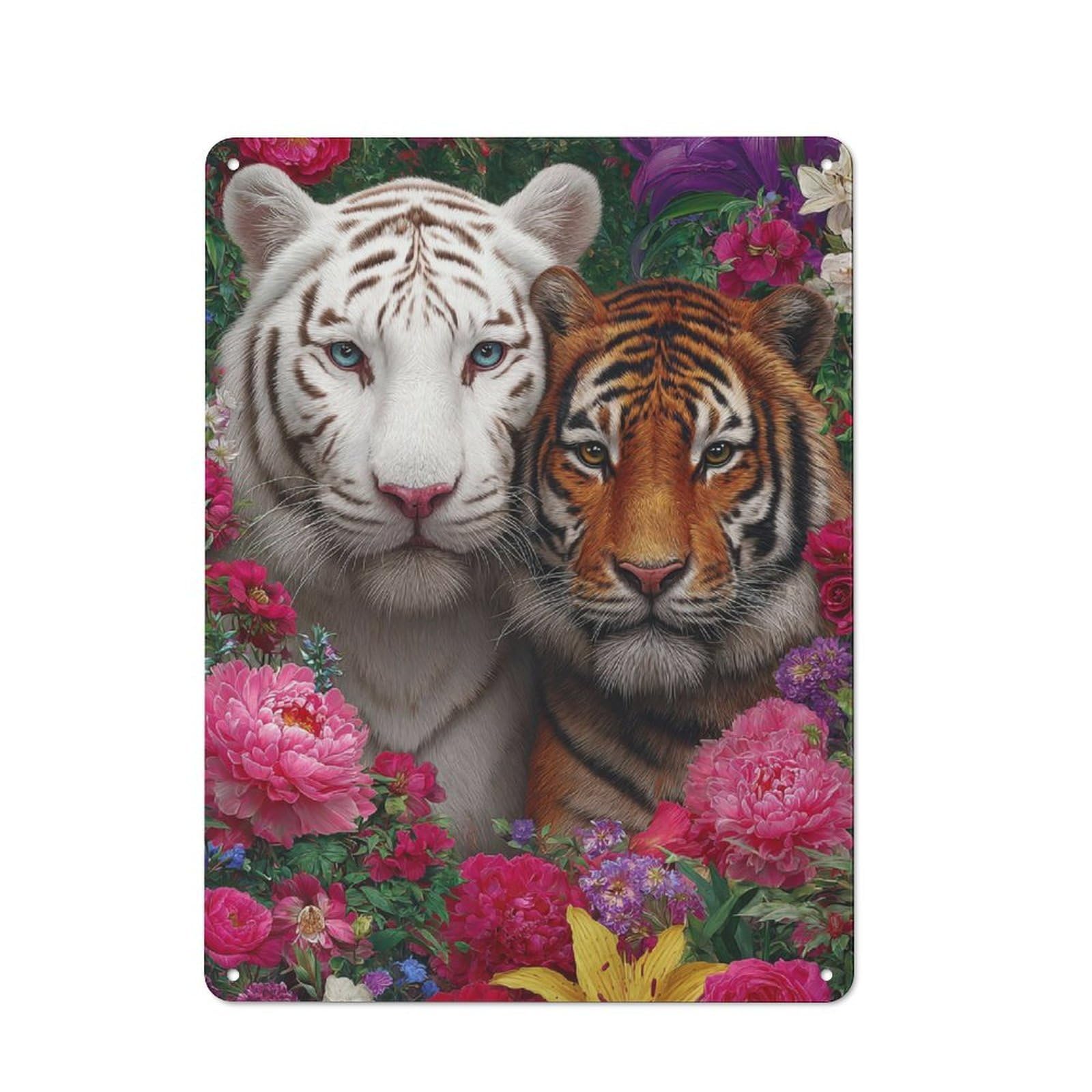 Junmoney Tiger Blooms Beauty Vintage Metal Plaque 40X30cm For Dining Room Or Kitchen, For Home Decor Collectors Refreshing A Room In Autumn