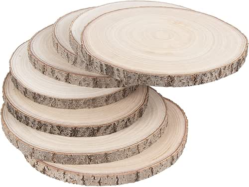 Maputune 8 Pcs 10-11 in Large Unfinished Wood Slices for