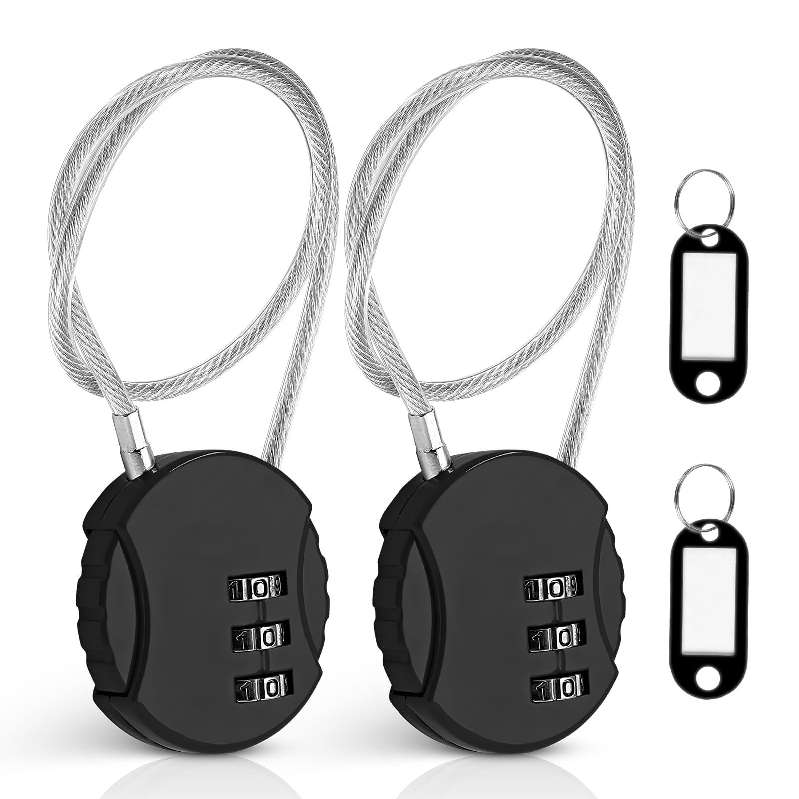 YIMIDM Wire Rope Lock, 2 Pcs Mini Code Lock, Wire Rope Padlock for Luggage, Jewelry Box, Backpack, Gym Locker (12inc)