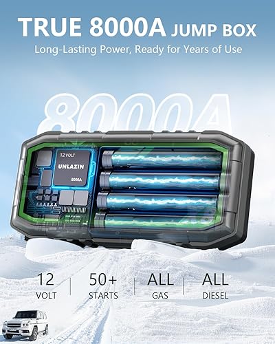 Miniatura 3 de X8 Arrancador de batería 8000A portátil con arranque de fuerza, caja de arranque de coche de 12 V y amplificador de batería para todos los motores