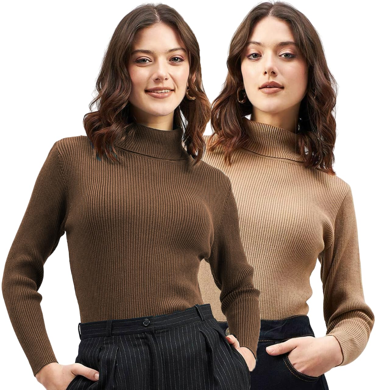 clafoutis Pack of 2 Turtule Neck Full Sleeve's Sweater for Women-picture-25