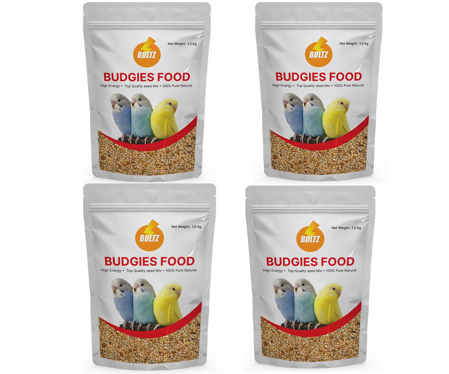 Boltz Bird Food for Budgies - 1.2 Kg*4 | Natural & Healthy Premium Mix Seeds, | Daily Bird Budgies Food Seeds| All Life Stages (Mix Seed, 4800 Gm)