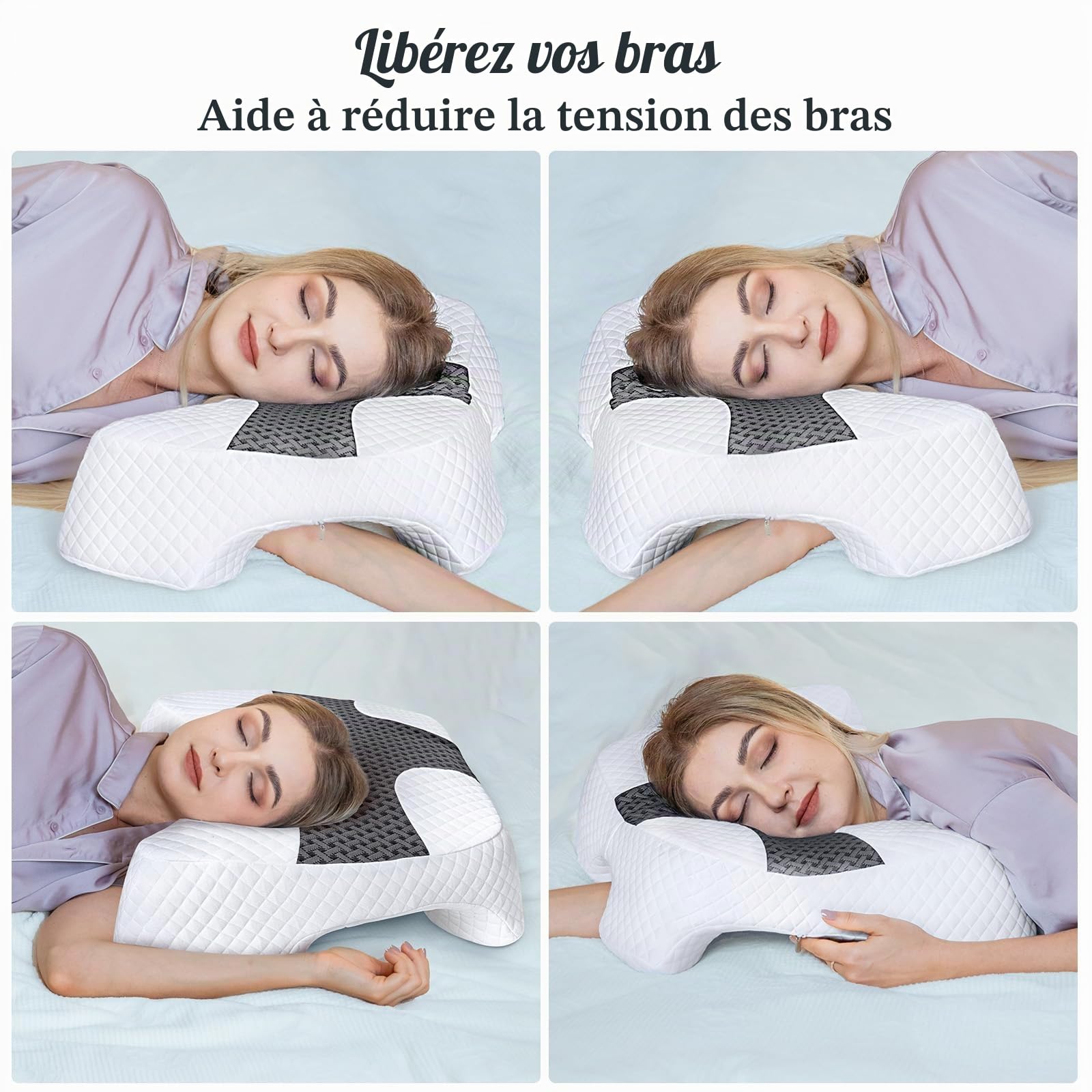 SAHEYER Oreiller Latéral avec Trou pour Bras, Coussin Memoire Forme