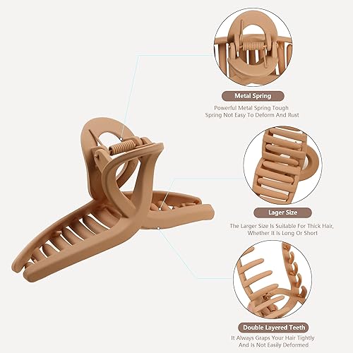 Miniatura 3 de Pinzas gruesas para el cabello para mujer, pinzas de mariposa grandes para cabello largo y rizado, abrazaderas mate duraderas de sujeción fuerte