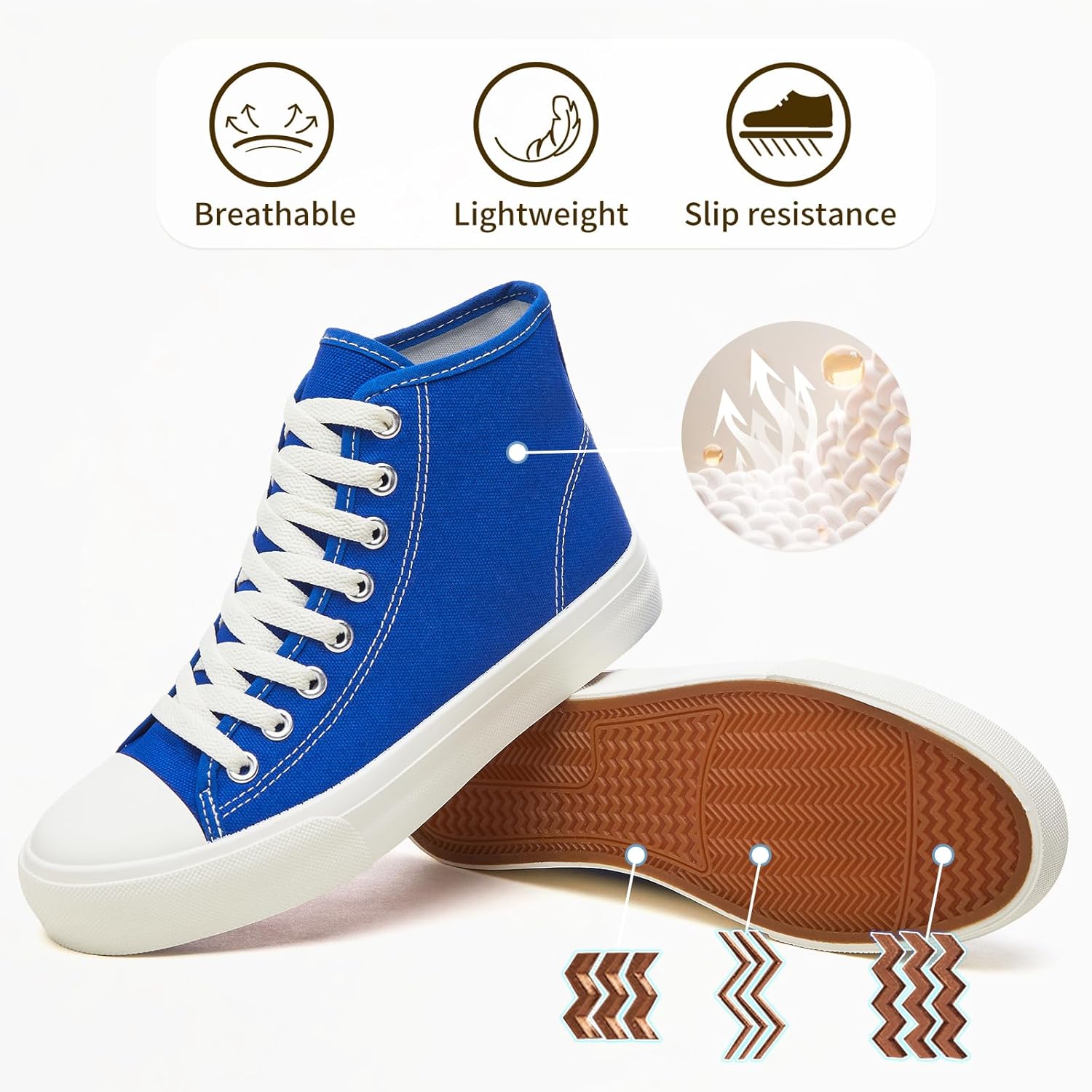 Uoidru High Top Sneakers for Women Canvas Shoes White Canvas High Tops Women Casual Shoes Lace Up Fashion Sneakers - Image 4