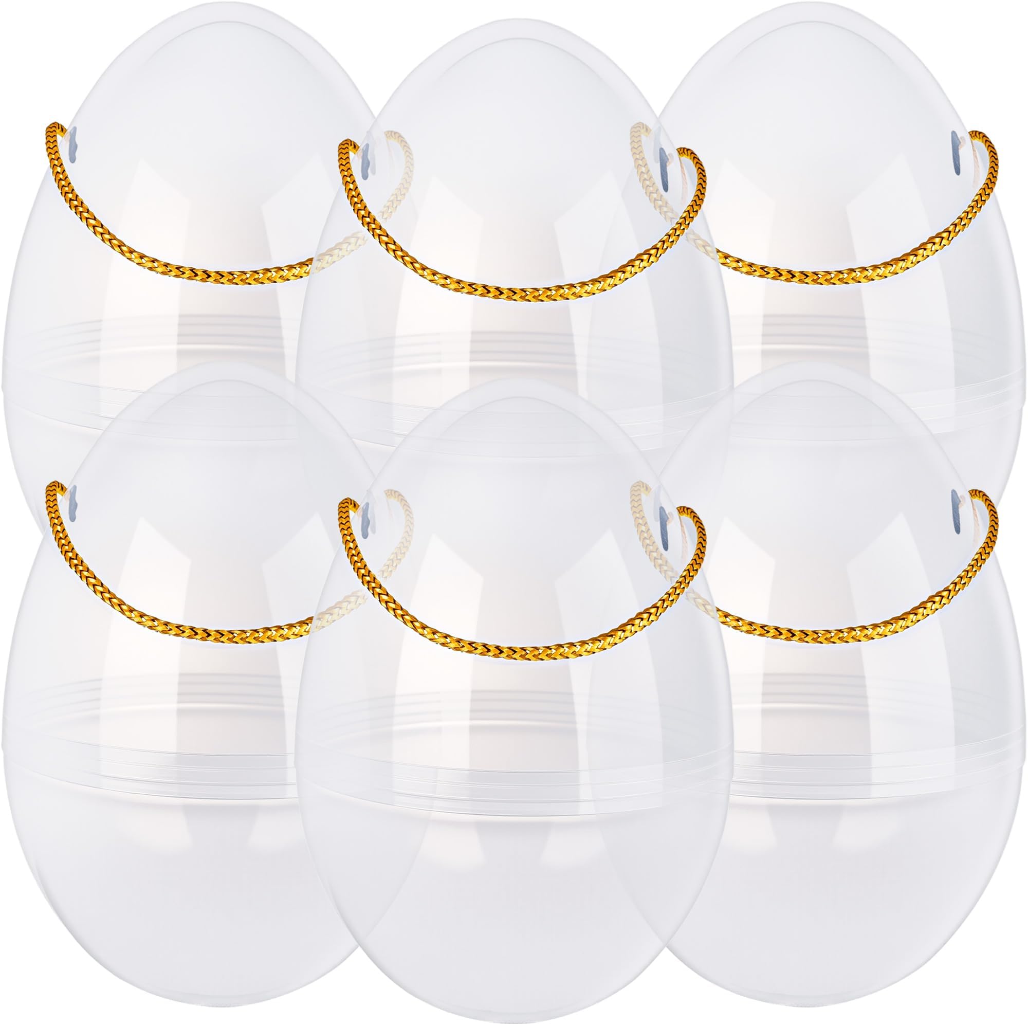 6 Pack Fillable Jumbo Easter Eggs with Hanging Cord, 10 Inch Large Plastic Easter Egg Containers for Easter Hunt, Gifts, Candy Surprises & Party Favors (Color Set 2)