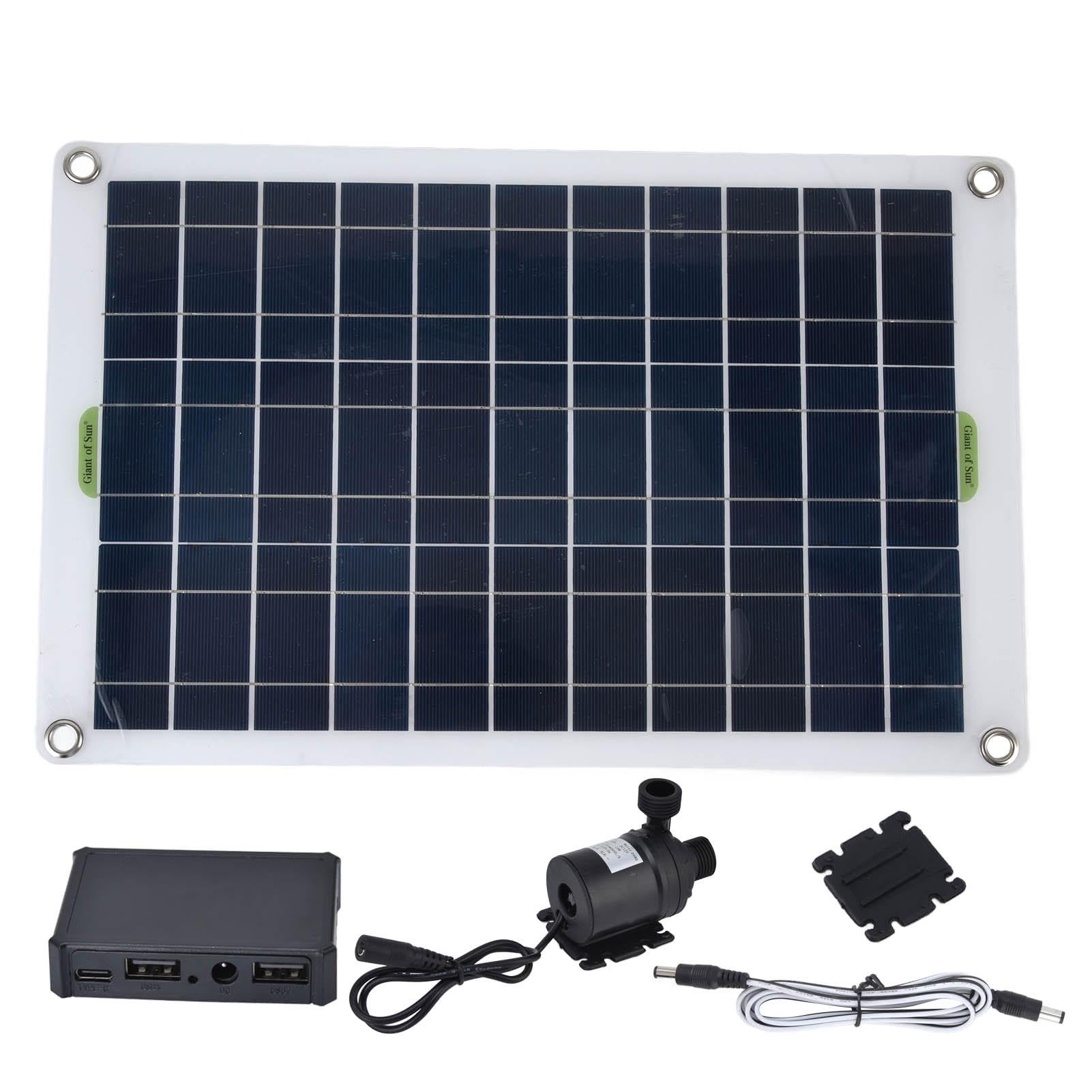 DEWIN Bomba de fuente solar, kit de bomba de agua solar, panel de 20 W, 800 l/h, 12 V, CC de bajo ruido, bomba de estanque solar de plástico de silicona duradera respetuosa con el medio ambiente para