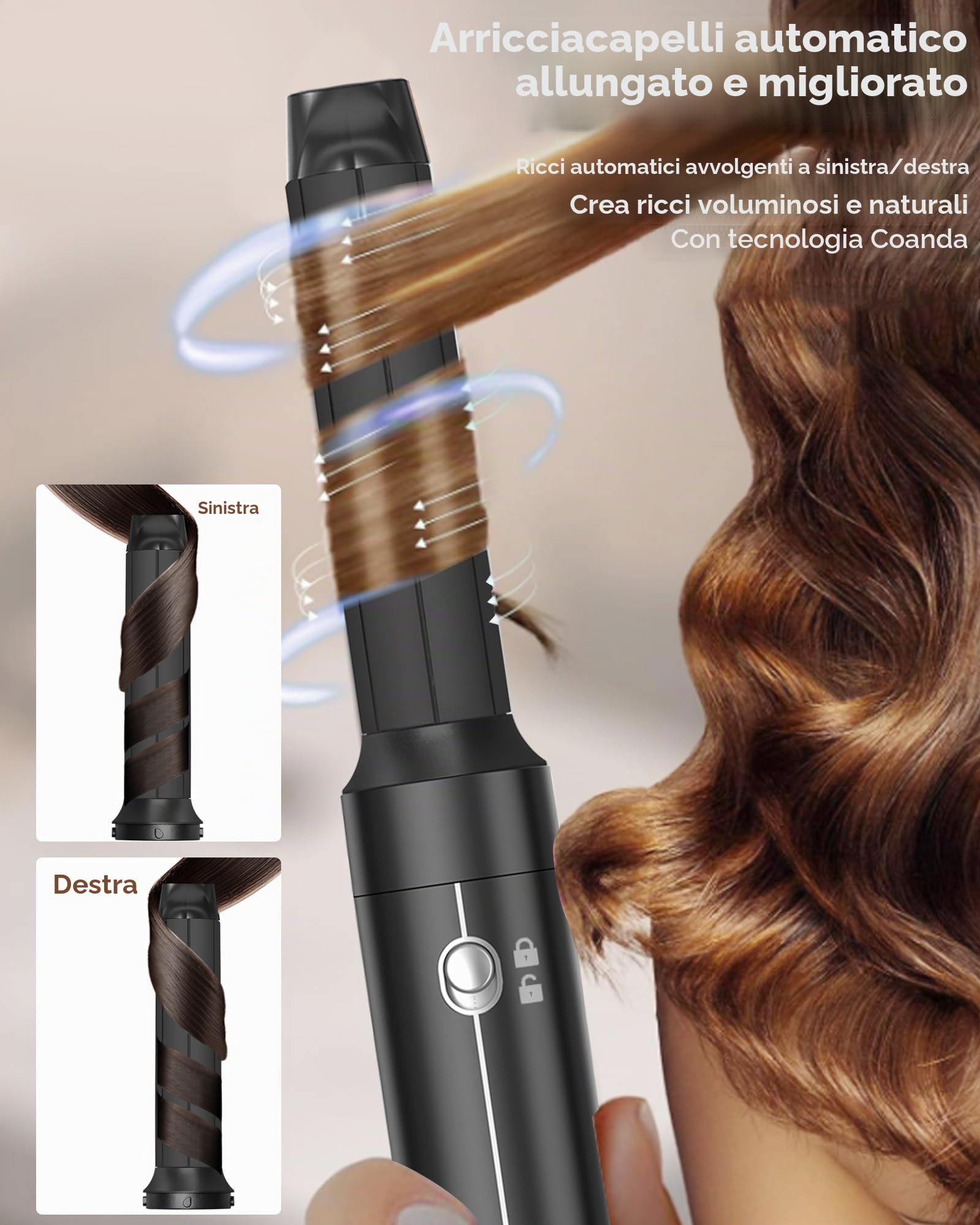 Asciugacapelli Air Styler 7 IN 1, 2024 NEW 110000 GIRI/MIN Asciugacapelli Multifunzione Con Spazzola Lisciante, Ferro Arricciacapelli ad aria Calda, Styling Arricciatura Raddrizzamento