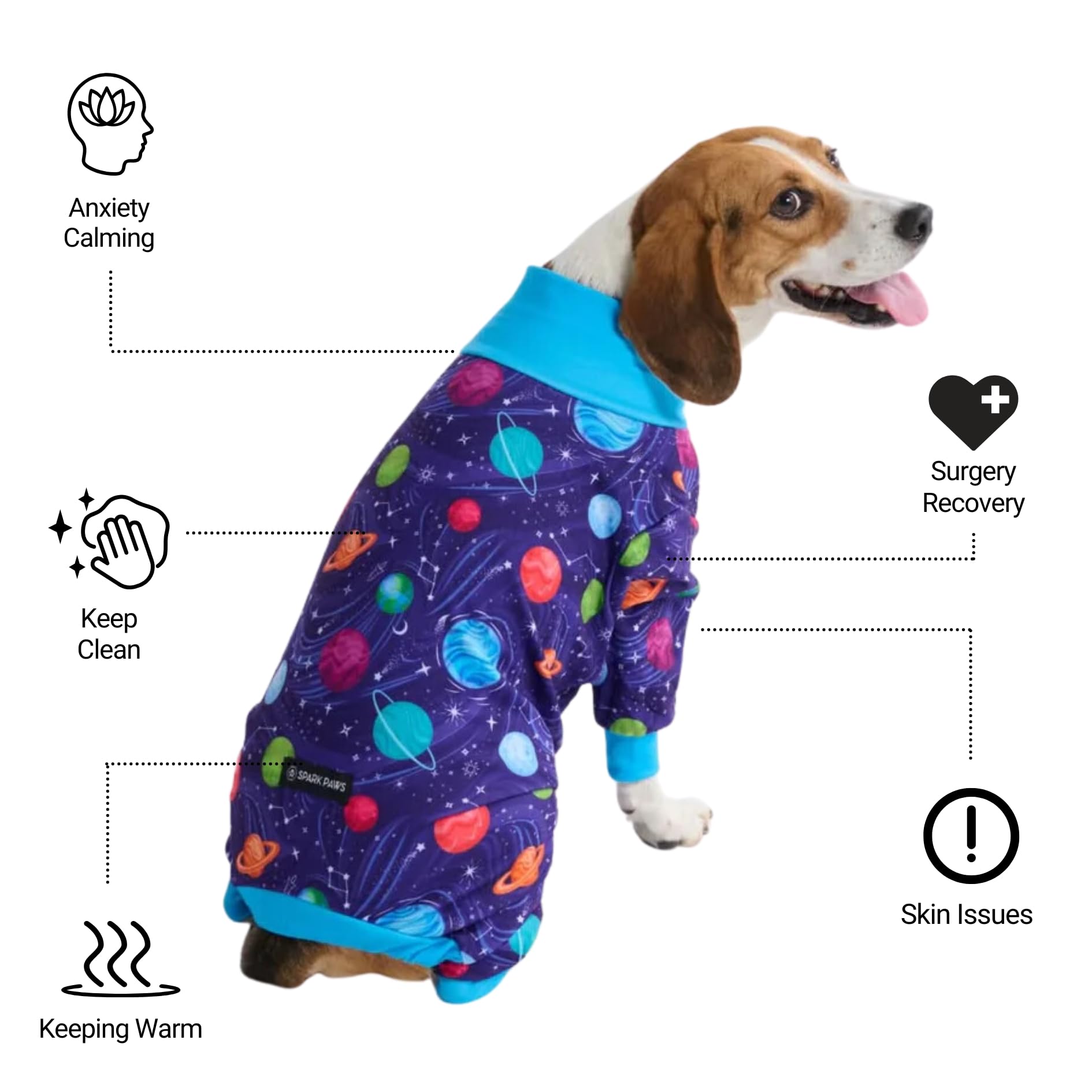 Spark Paws - Pijama Elástico Para Perros - Recuperación/Razas Pequeñas-Grandes - Azul XXL