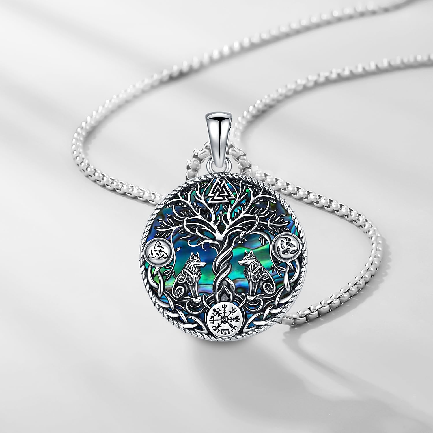 Odinstone Collana vichinga da uomo in argento sterling 925 con ciondolo amuleto della mitologia norrena, gioiello regalo per ragazzi e donne