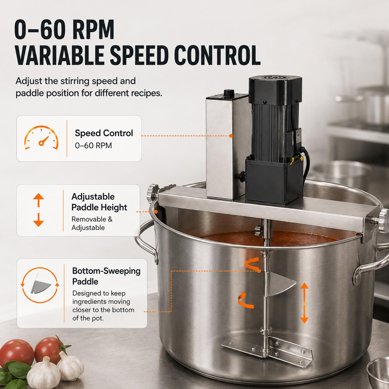Agitateur électrique pour cuisson, mélangeur automatique pour sauces 40L