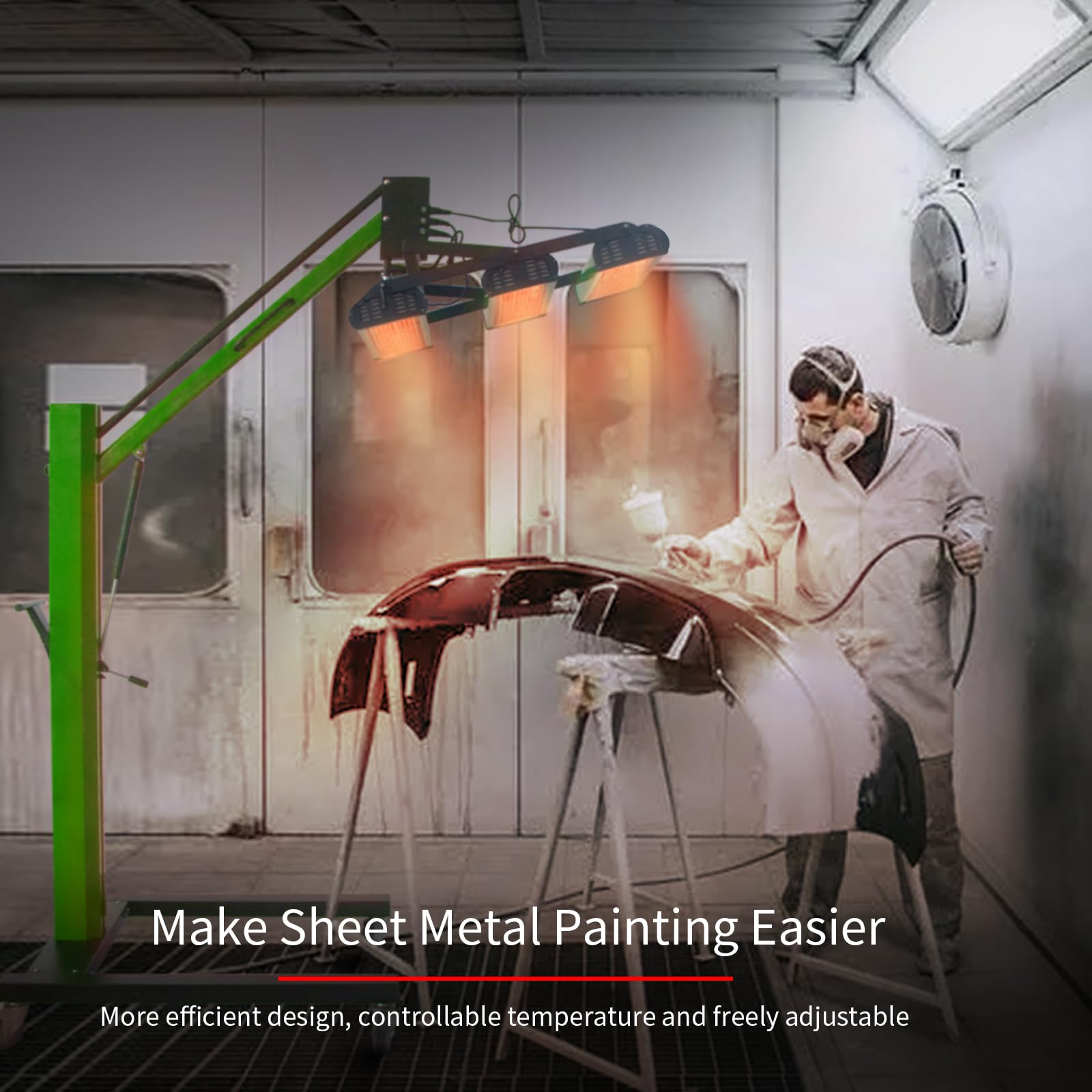 Solary Baking Infrared Paint Curing Lamp - 3KW 220V Movable Short Wave Infrared Lamps for Paint Booth, Infrared Baking Light with Timer