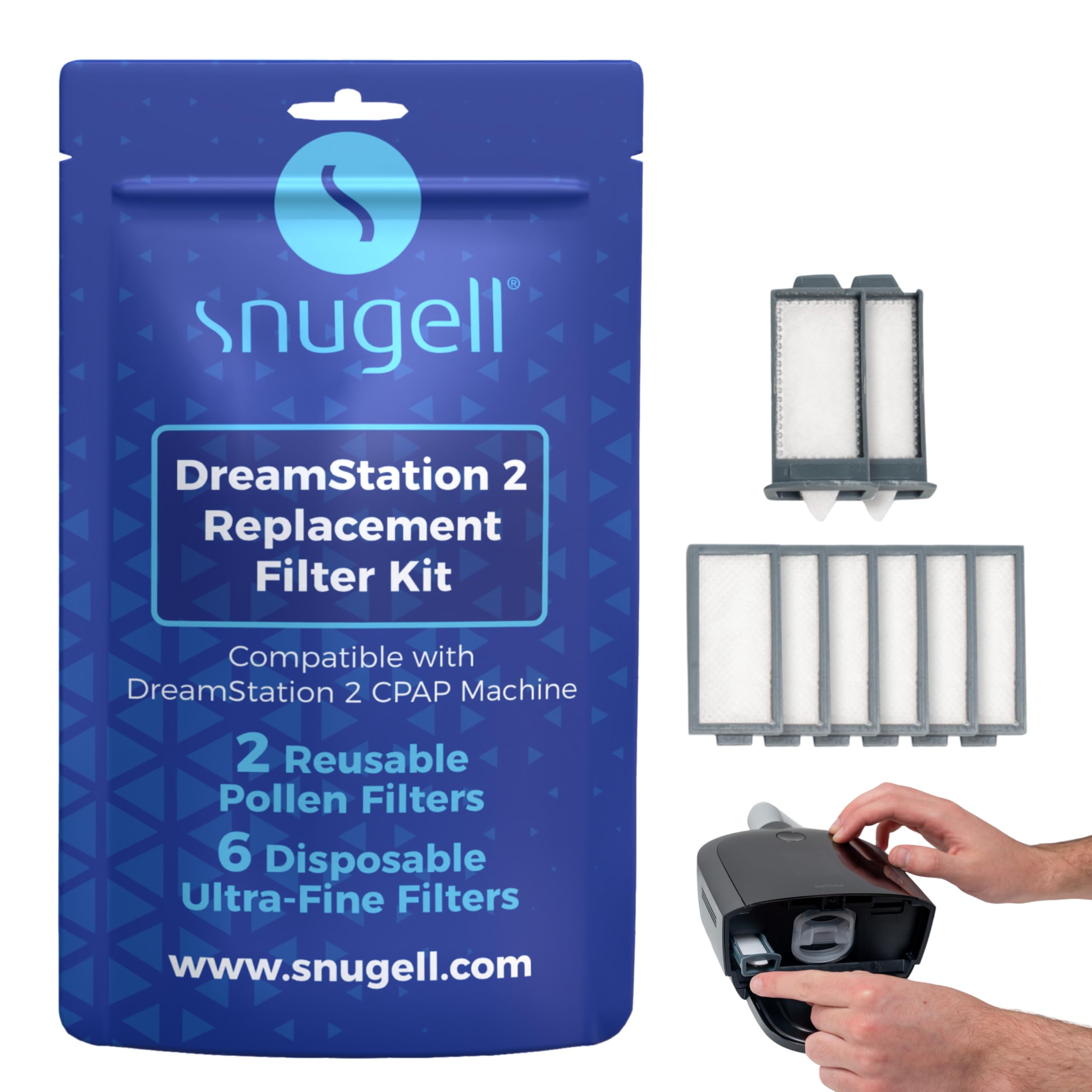 Snugell Filtri Per CPAP DreamStation - Confezione 4 Filtri Riutilizzabili + 20 Monouso - Compatibili Philips Respironics