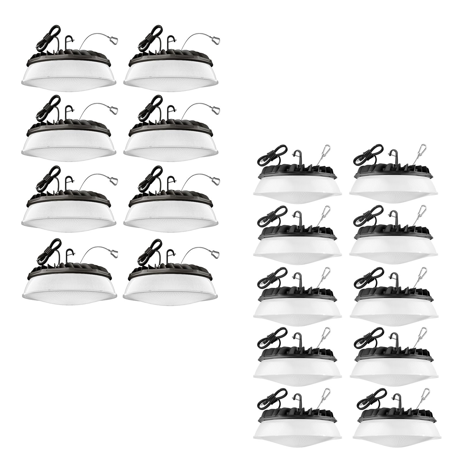 18 Pack UFO LED High Bay Lights with Reflector 8 Pack 200W and 10 Pack 155W 5000K AC110-277V