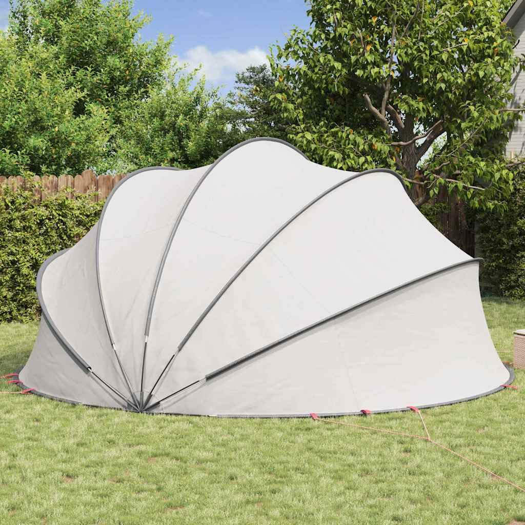 Piscina a cupola pieghevole, 500 x 500 x 236 cm, grigio e arancione, in fibra di vetro resistente ai raggi UV, con borsa per il trasporto e tiranti, facile da piegare per protezione
