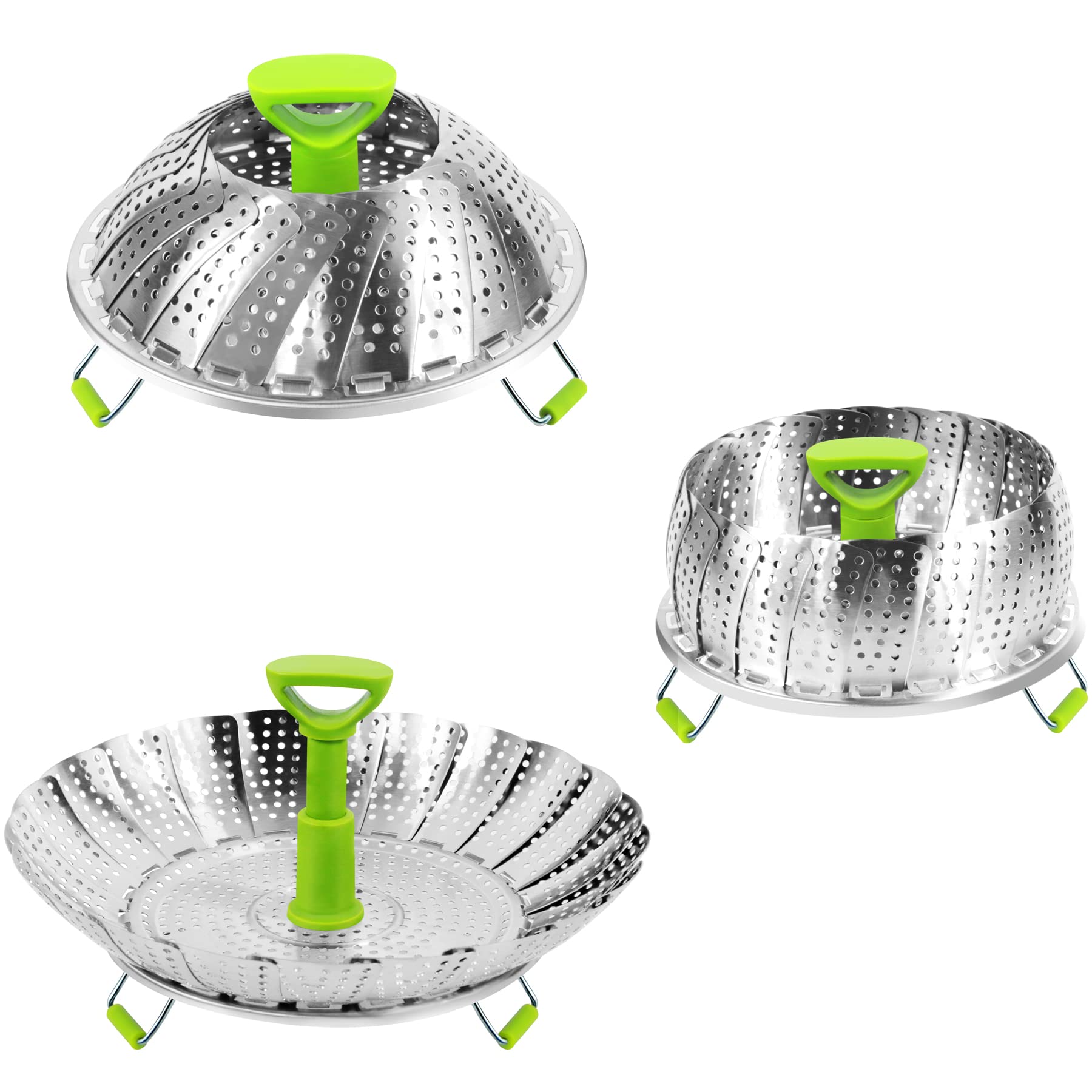 Vegetable Steamer Basket for Pot, Food Steamer for Cooking, Stainless Steel Instant Pot Steamer Basket Insert, mobzio Folding Expandable Steamer Basket for Veggie Fish Seafood(7" to 11")