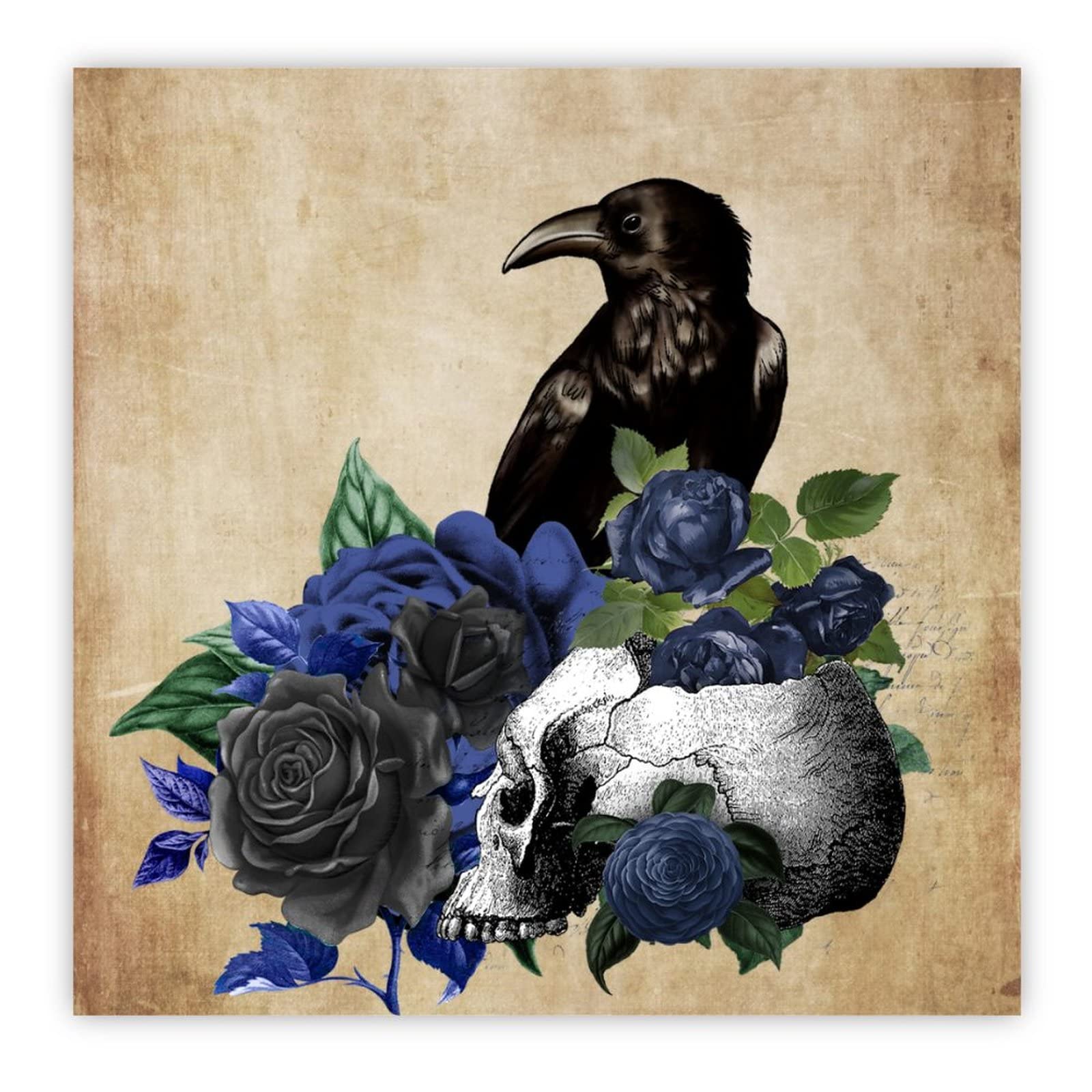 Décoration murale ferme panneau Raven On Skull bleu