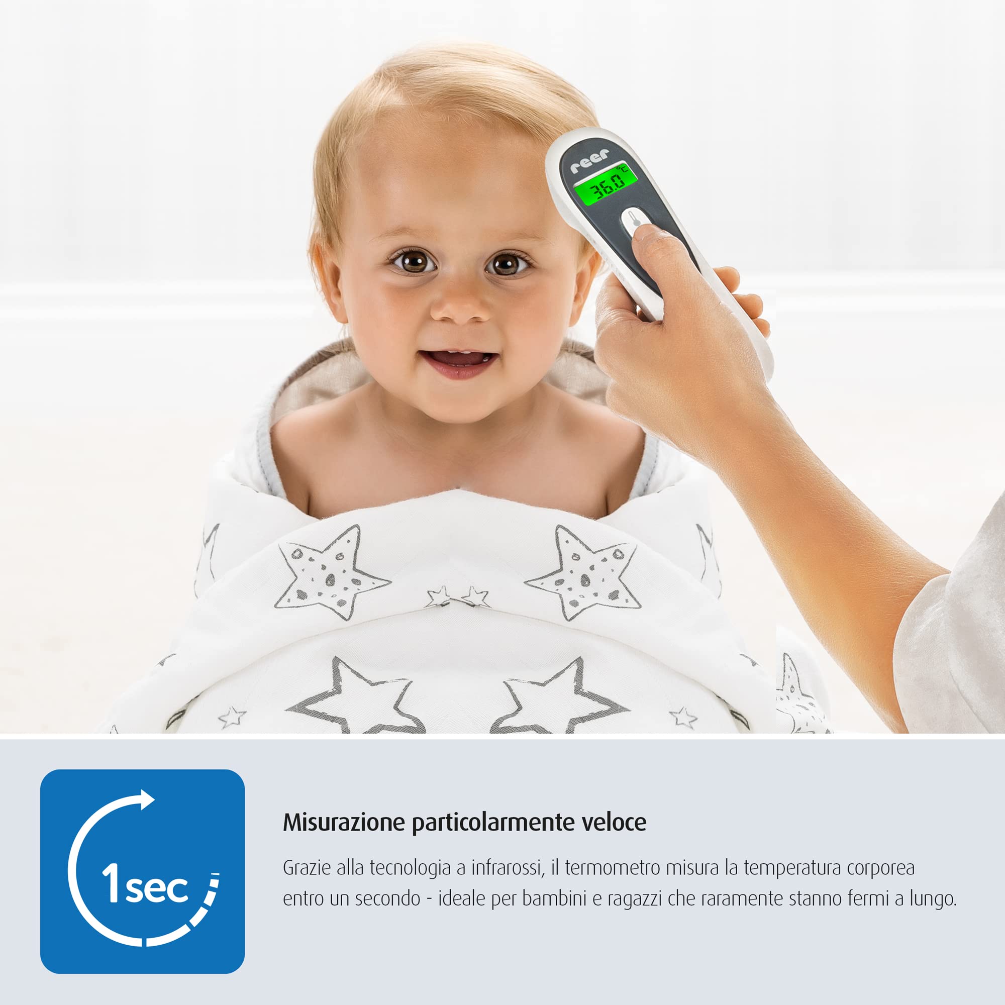 reer - Termometro a infrarossi senza contatto 3 in 1