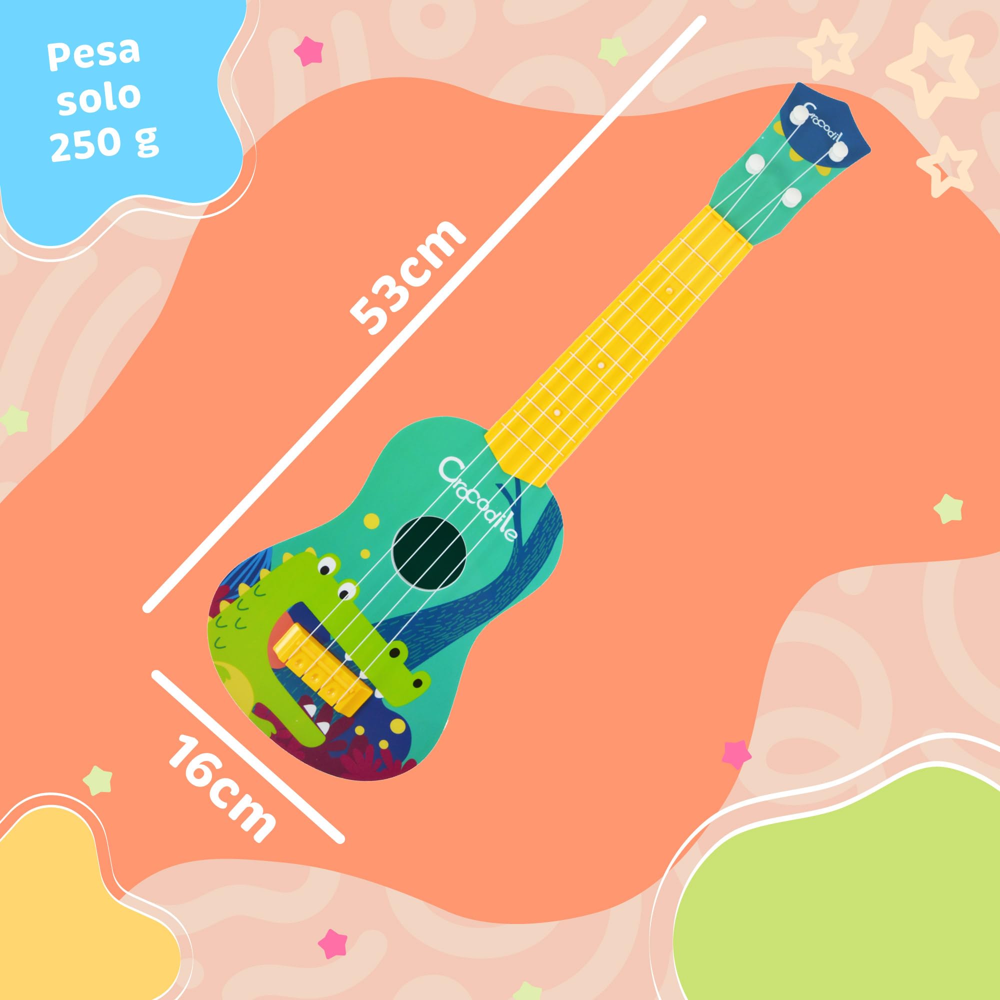 A-Star Little Star Crocodile Ukulele Giocattolo Musicale Divertente per Bambini - Corde in Nylon