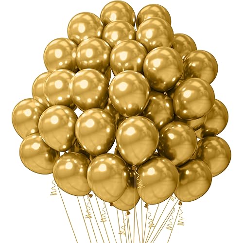 Gold Balloons, Metallic Balloons, 50 PCS, Gold Balloons 5 Inch, Metallic Gold Balloons, Balloons for Arch Decoration, Balloons for Birthday Wedding Baby Shower Party Decorations