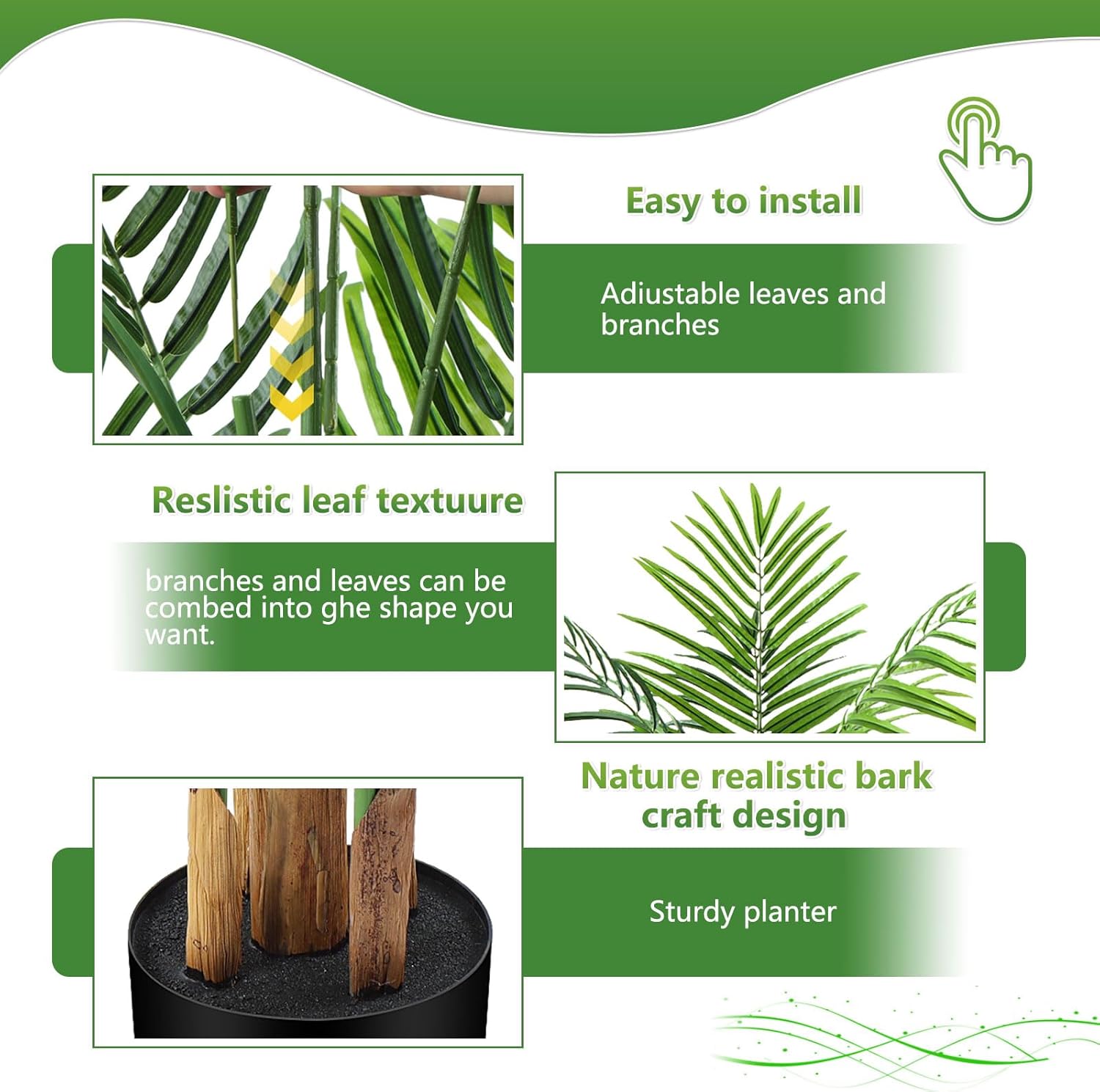 6ft Artificial Palm Tree Indoor, Large Fake Tropical Areca Palm with 18 Trunks, Tall Faux Floor Plants for Indoor Living Rooms Offices Bedroom Home Decor