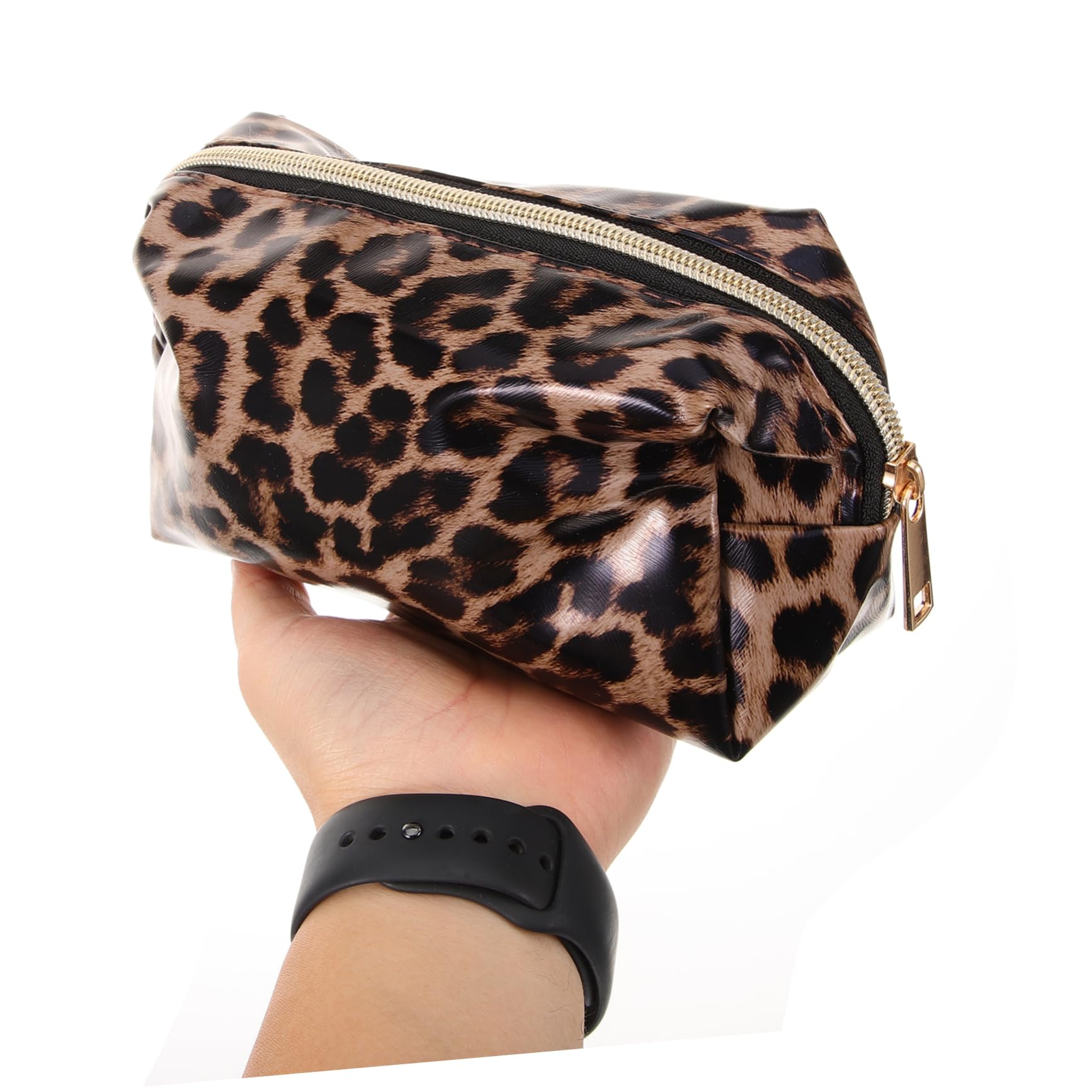 Healeved 6piezas Bolsa De Maquillaje Grande Leopard Pouch Neceser Cosmético Portátil De Capacidad para Cosméticos y Artículos De Aseo Diseño De Negro