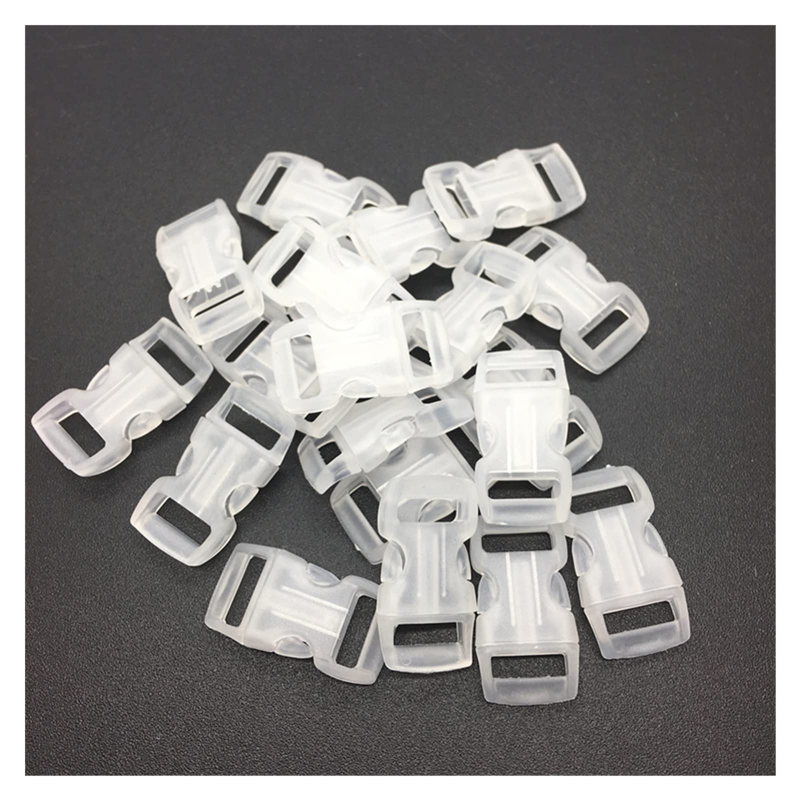Boucle plastique transparente 10mm clip pour bracelet paracorde et sangle lot de 30