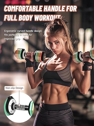 Miniatura 2 de Adjustable Dumbbells Set 12.5LB Pair, 1-Sec Fast Adjustable 5 Free Weights, Premium Comfort Non-slip Metal Handle, Compact Size for Full Body Home