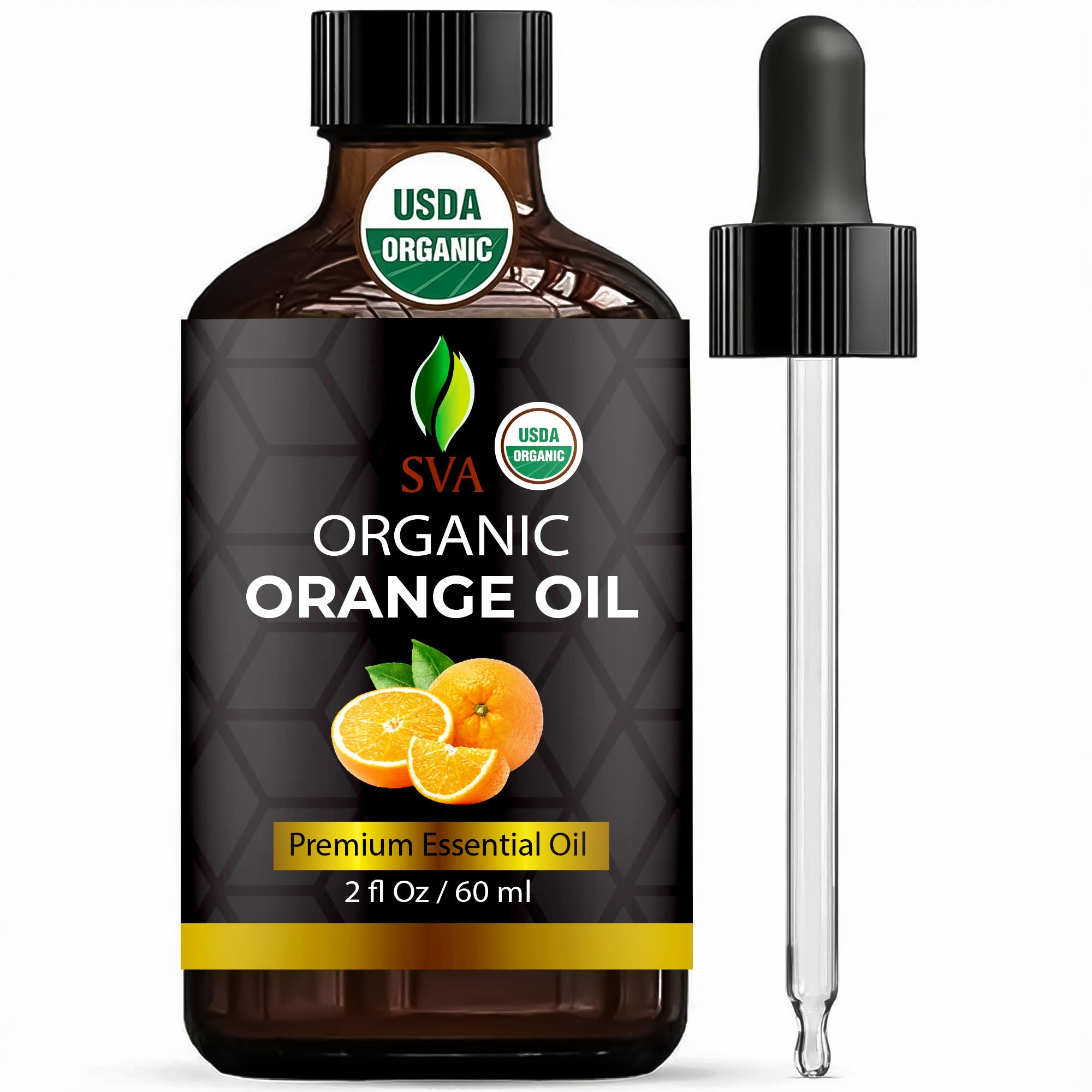 SVA Organic Orange Essential Oil with Dropper, 2 Fl Oz (60 ml)