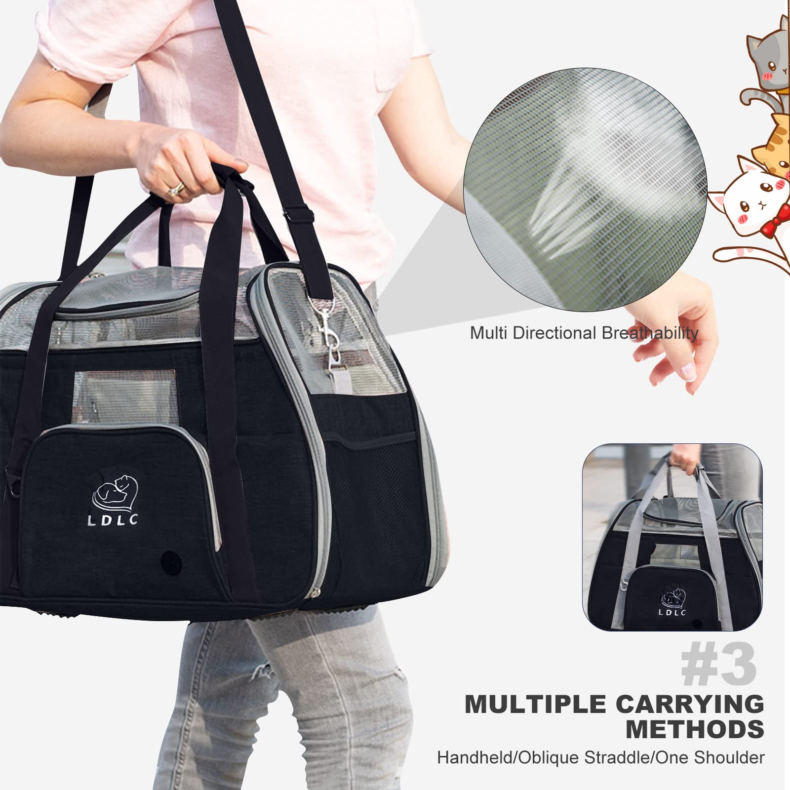 PETCUTE Trasportino Per Cani E Gatti - Borsa Portatile Traspirante Per Viaggi - Foto 7