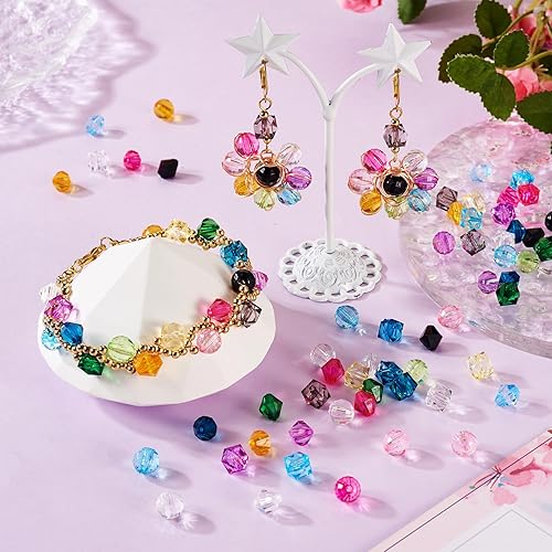 Miniatura 2 de Craftdady 640 cuentas redondas de cristal facetadas de 0.315 pulgadas (0.315 in), cuentas espaciadoras sueltas de acrílico, cuentas transparentes