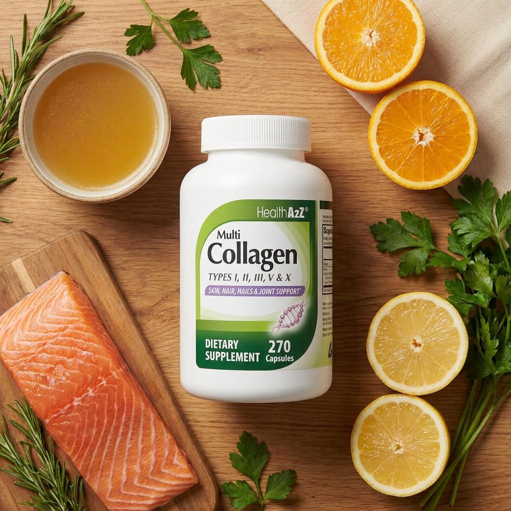 HealthA2Z® Multi Collagen Pills | 1735 mg | 270 Collagen Capsules | Types I, II, III, V & X | for Healthy Skin, Hair, Nails & Joint Support — Amazon image 4