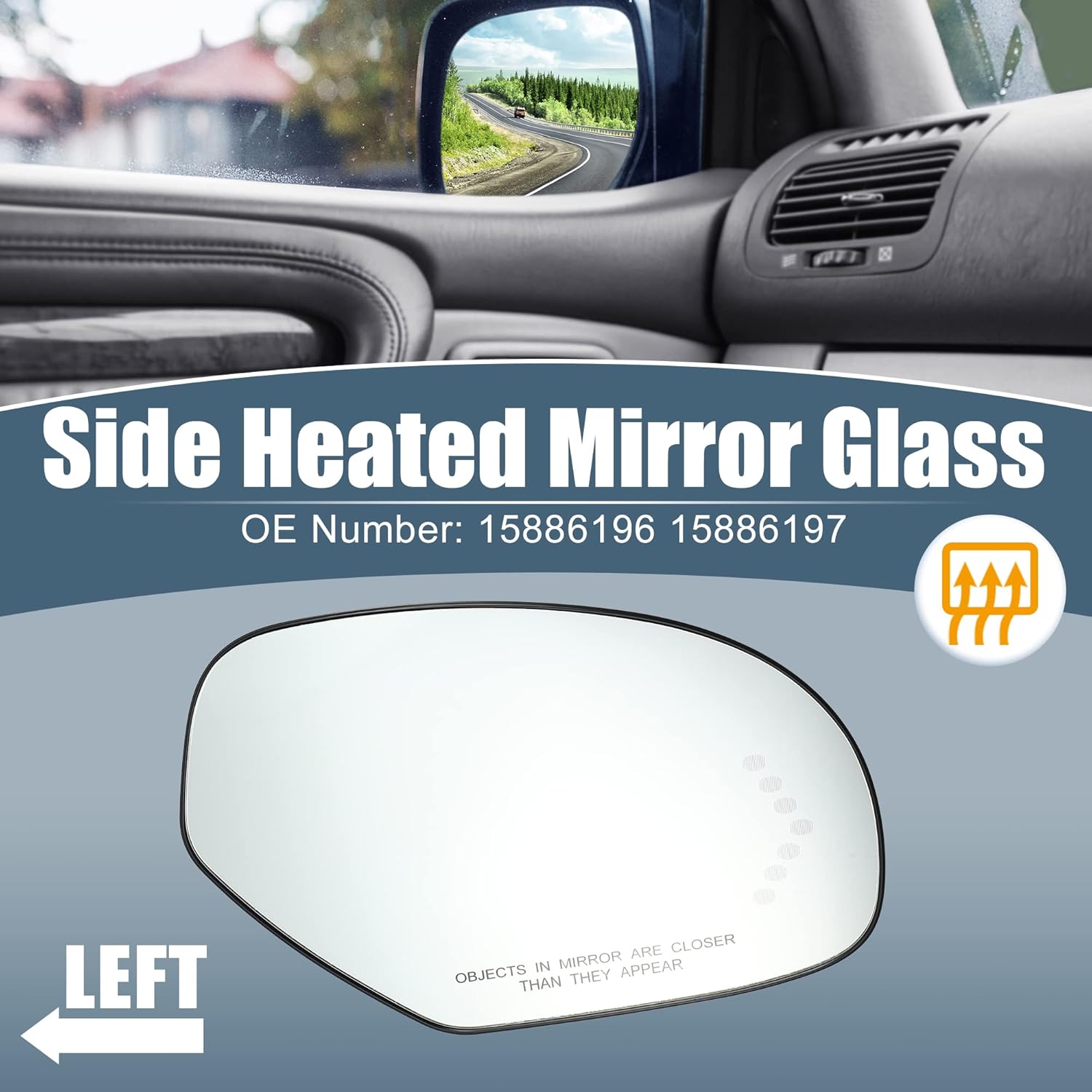 Passenger Right Side Heated Mirror Glass Side View Convex Mirror Glass for Chevy for Chevrolet Silverado Avalanche Suburban for GMC Sierra Yukon