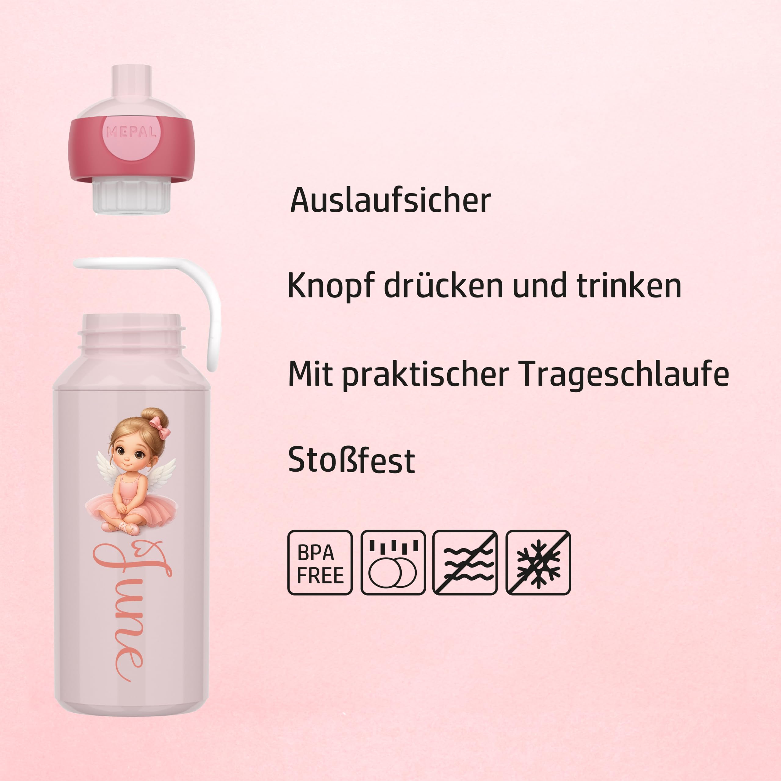 Mepal Personalisierte Brotdose Trinkflasche | Tanzen Ballerina Engel Motiv