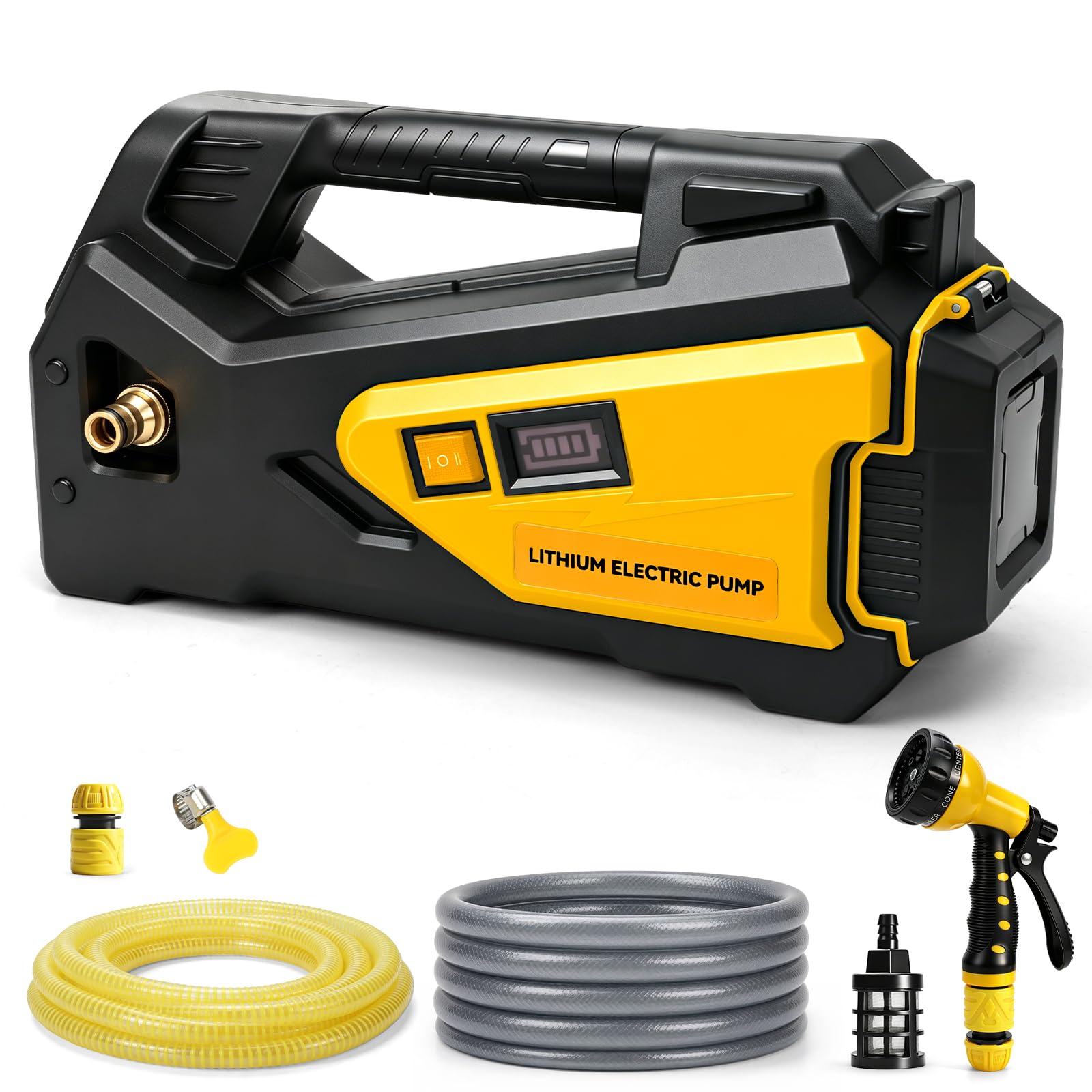 Samozasysająca pompa wodna kompatybilna z akumulatorem DeWalt 20 V, 1/4 HP 300 GPH, bezprzewodowa, przenośna, z zestawem węży, nadaje się do kampera, łodzi, na kemping i do ogrodu (bez baterii)