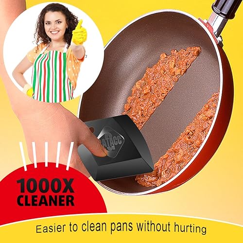 Miniatura 4 de Juego de 4 raspadores de sartenes profesionales de plástico grueso y duradero herramientas de limpieza para sartenes de hierro fundido sartenes de